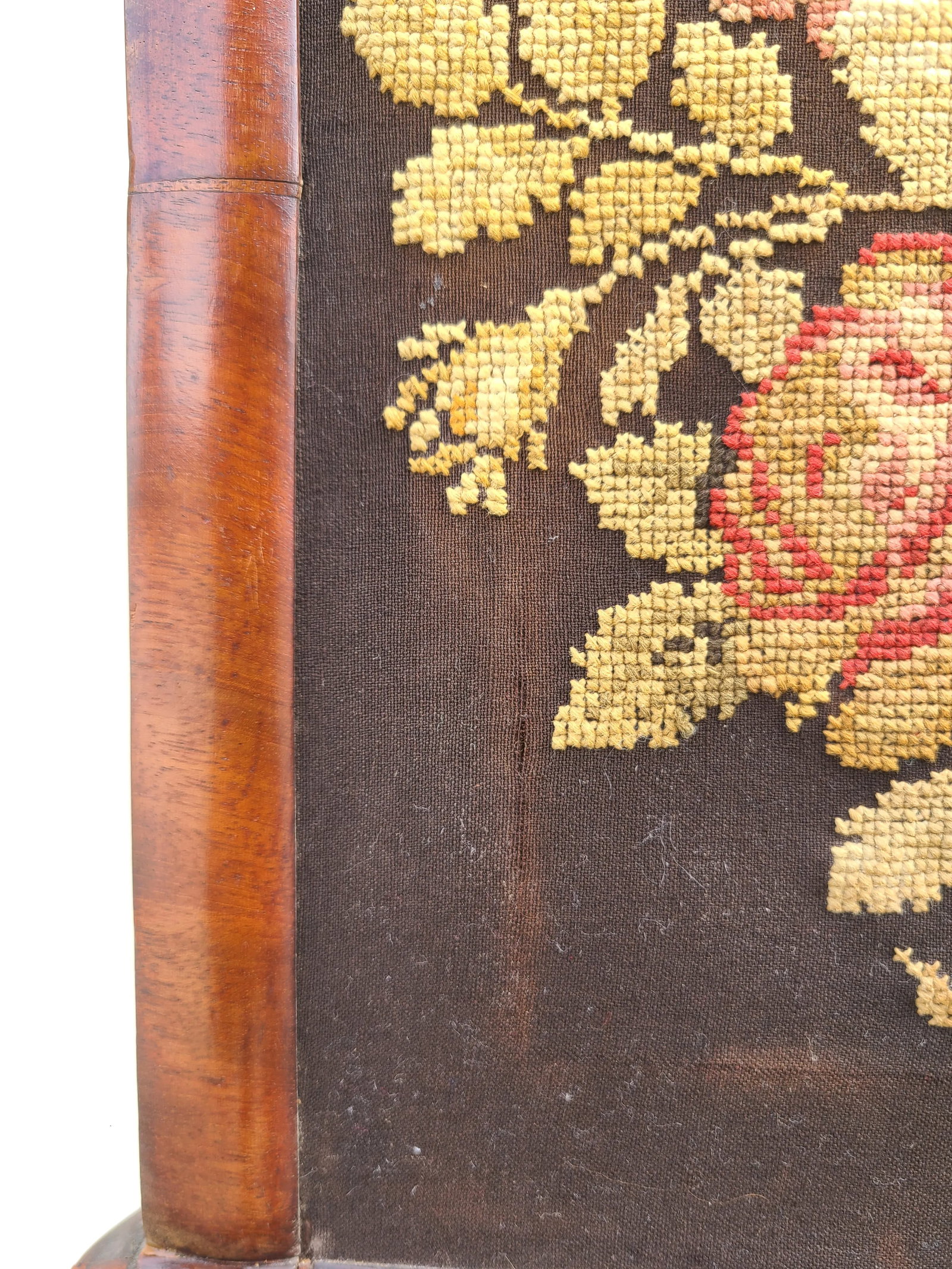 Antique Adjustable Wooden Needlepoint Decorative Fireplace Fire Screen - 8