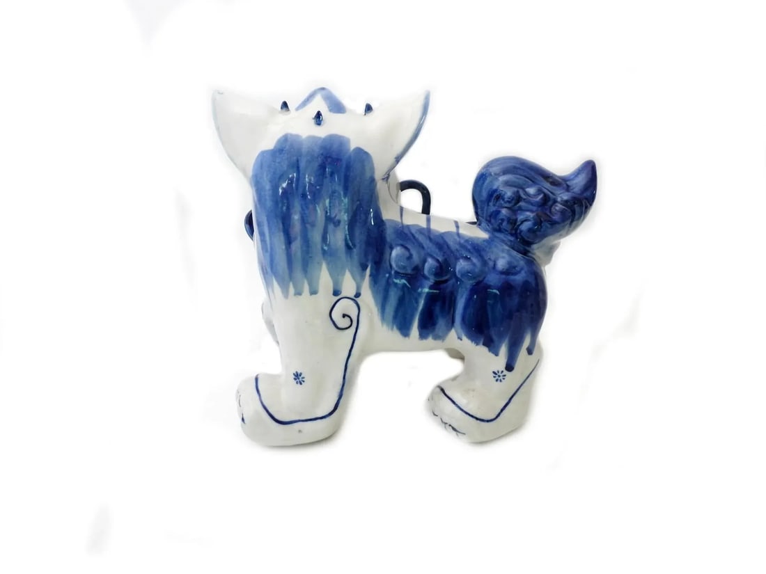 1950s Japanese Ceramic Foo Dog Temple Lion Figurines Hand-Painted - Set of 2 - 5