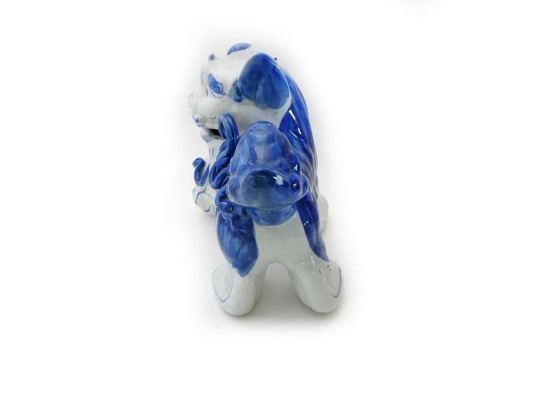 1950s Japanese Ceramic Foo Dog Temple Lion Figurines Hand-Painted - Set of 2 - 8