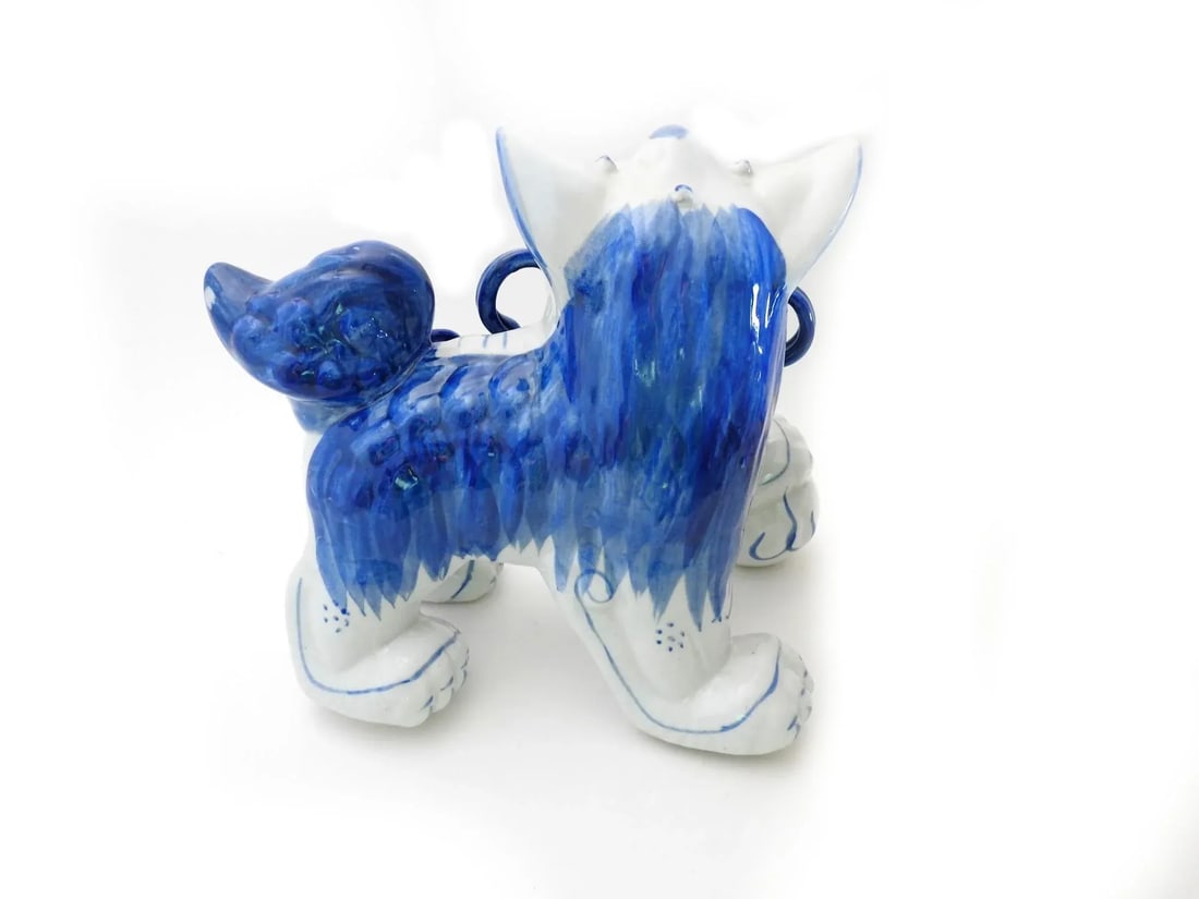 1950s Japanese Ceramic Foo Dog Temple Lion Figurines Hand-Painted - Set of 2 - 9