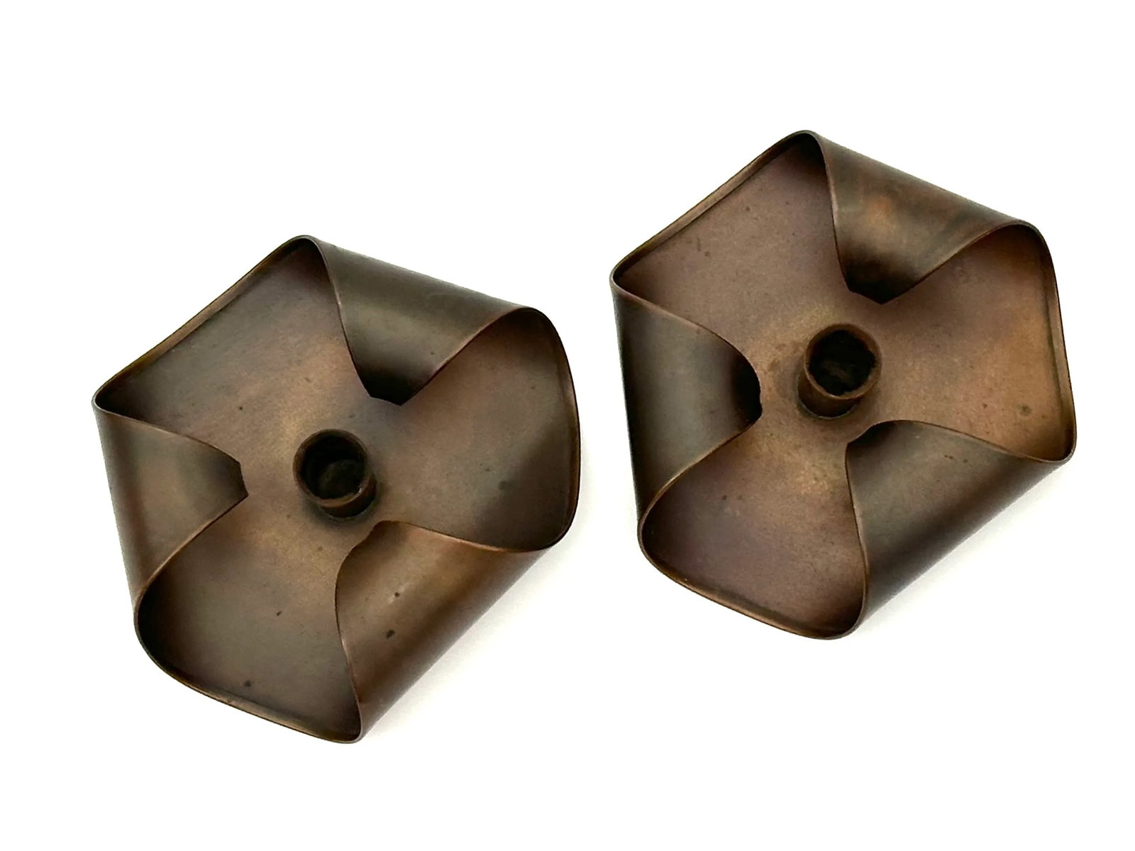 1960s Arts and Craft Revival Kopper Krafters of Hyannis Cape Cod Candlestick Holders - a Pair - 7
