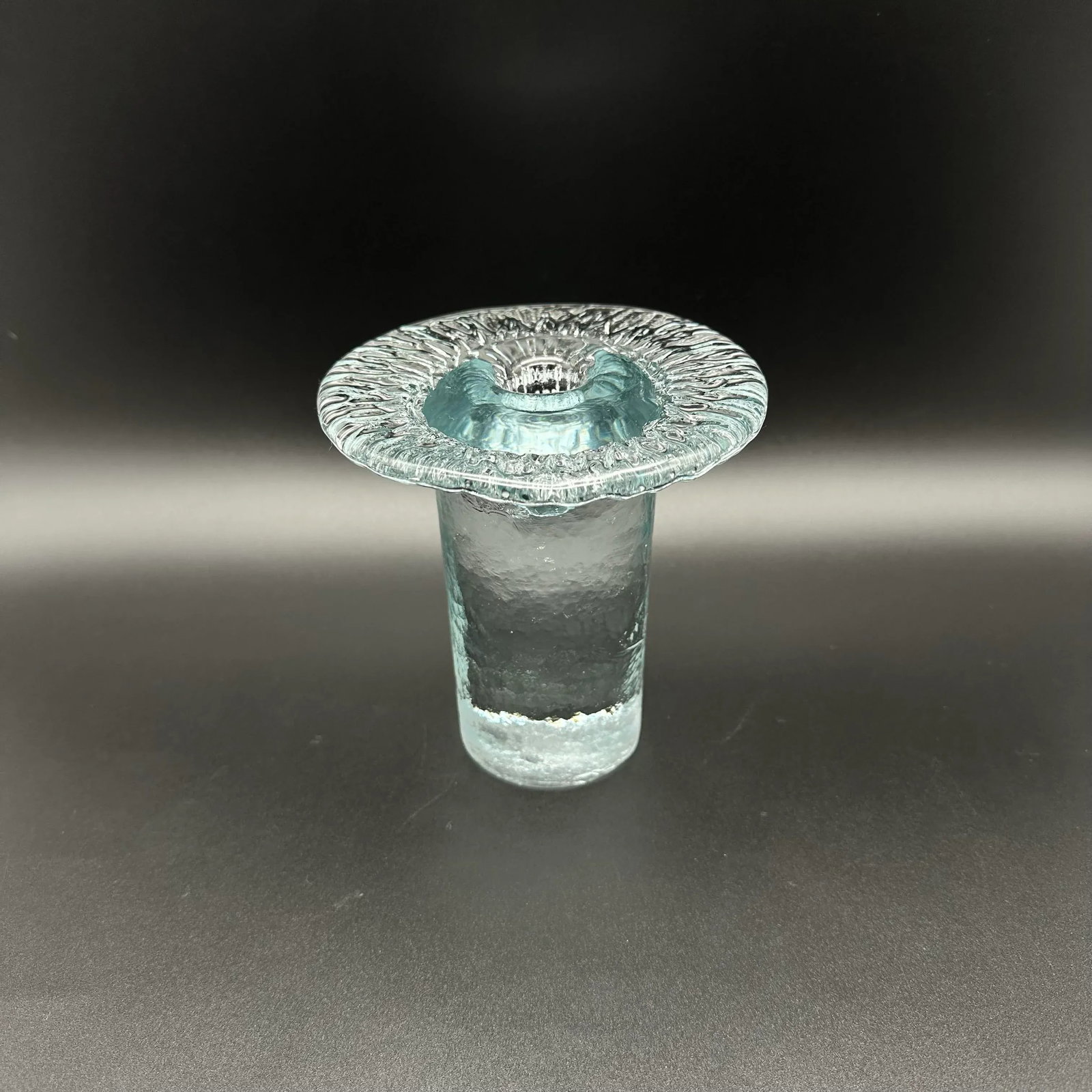 Vintage 1977 Blenko Mushroom Crystal Taper Candlestick Holders Set of 3 - 5
