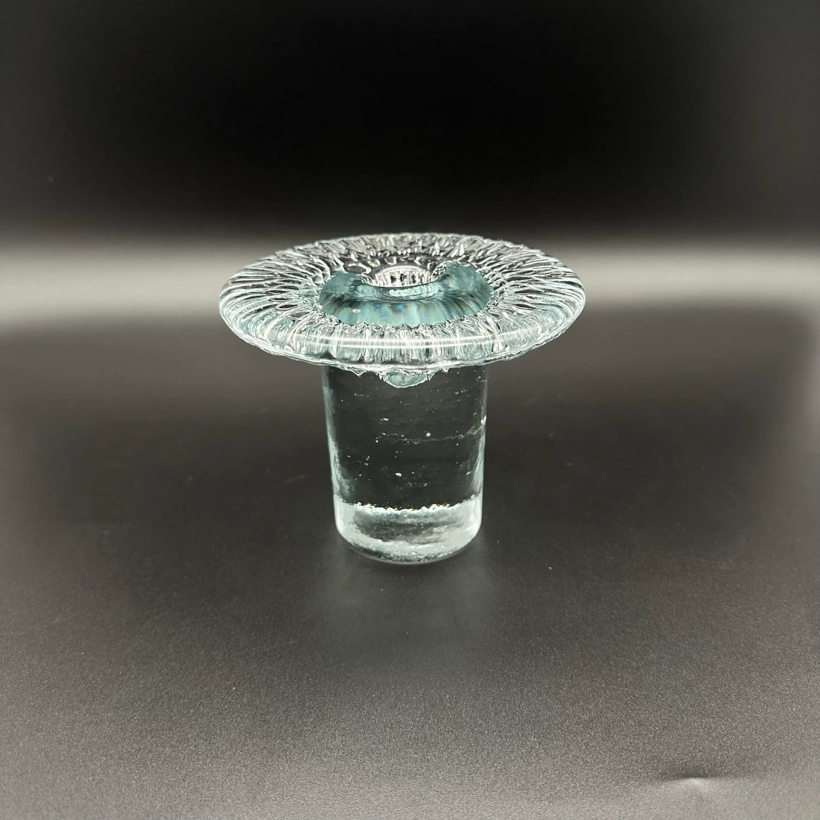 Vintage 1977 Blenko Mushroom Crystal Taper Candlestick Holders Set of 3 - 6