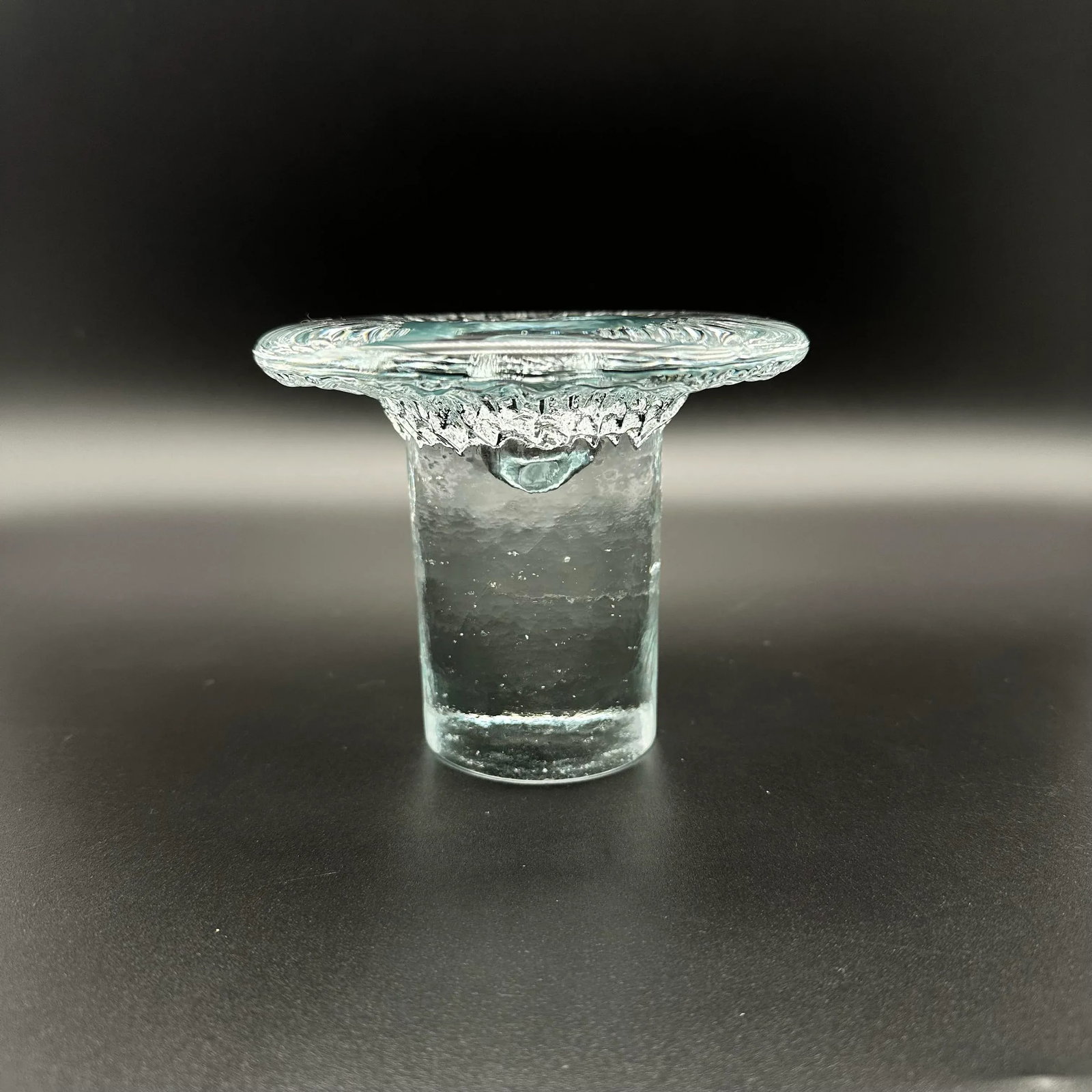 Vintage 1977 Blenko Mushroom Crystal Taper Candlestick Holders Set of 3 - 7