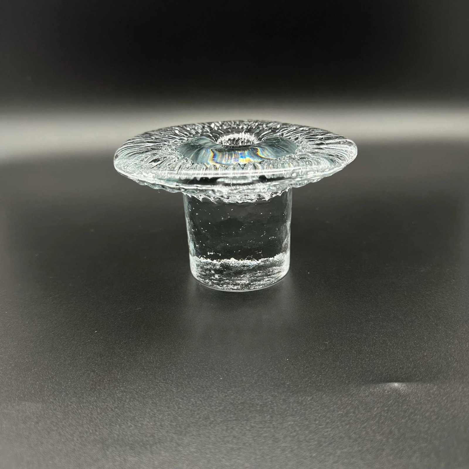 Vintage 1977 Blenko Mushroom Crystal Taper Candlestick Holders Set of 3 - 8