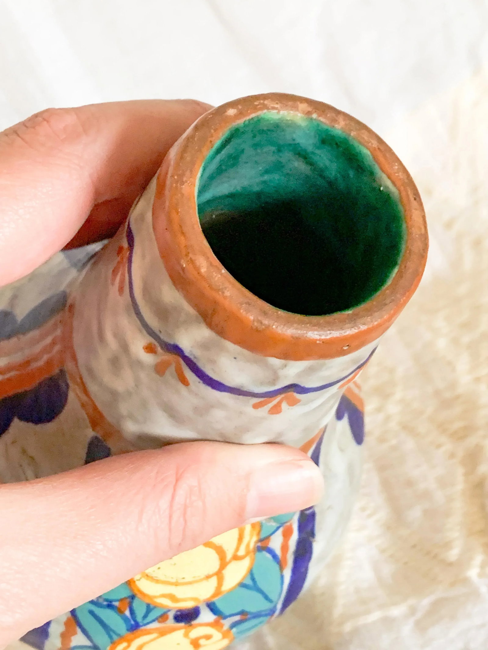 1920s French Art Nouveau Polychrome Pottery Vase by Louis Dage, Signed - 5