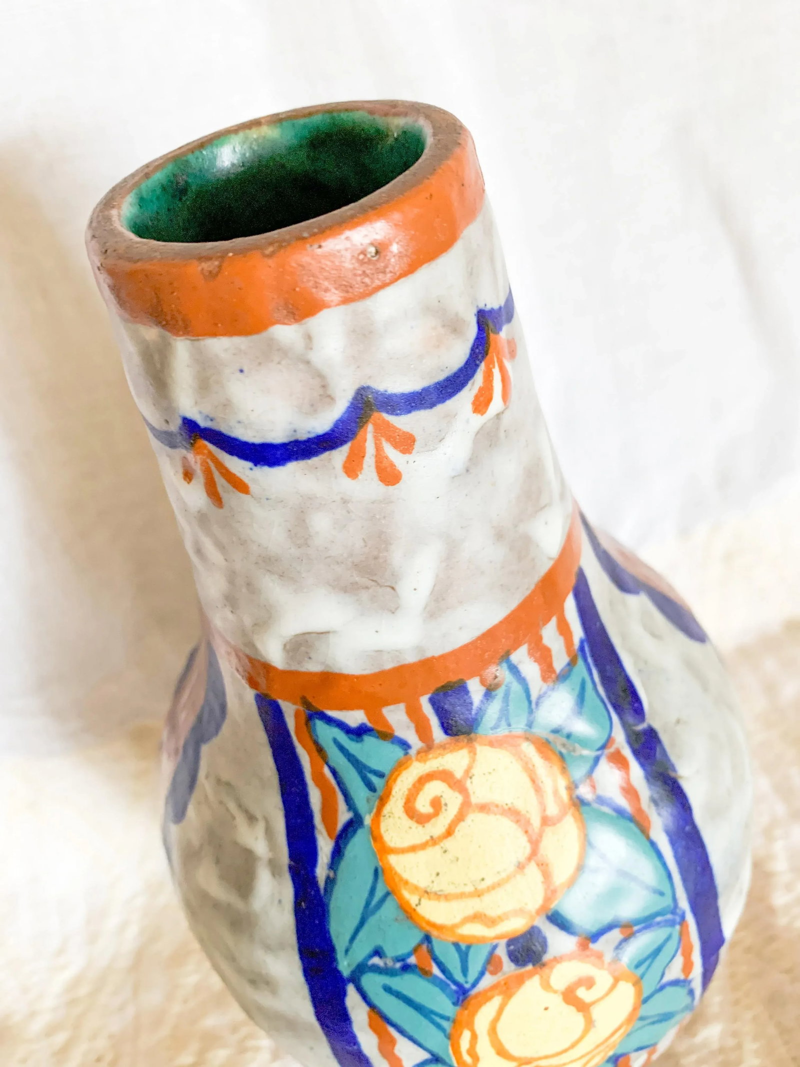 1920s French Art Nouveau Polychrome Pottery Vase by Louis Dage, Signed - 8