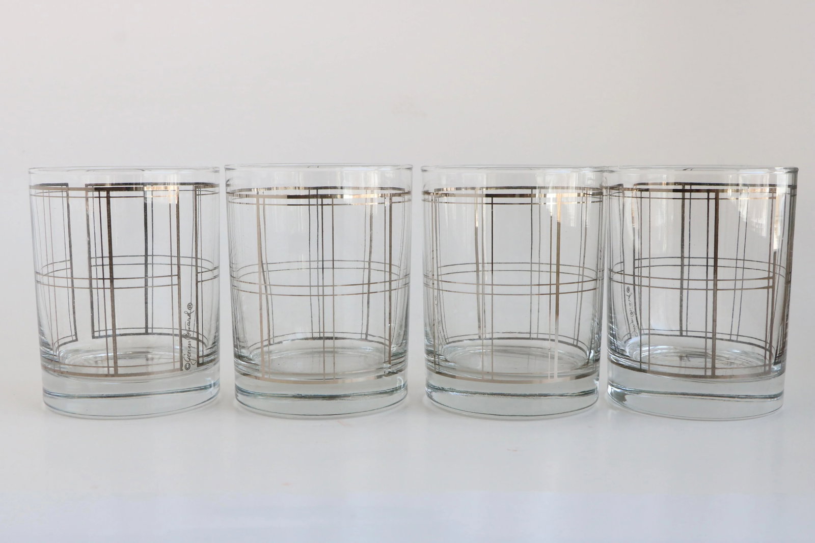 Georges Briard Platinum Windowpane Double Old Fashion Glasses - Set of 8 - 3