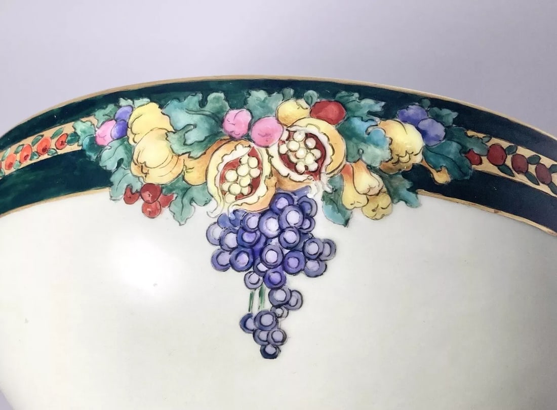 1890s Tressemanes & Vogt Limoges Porcelain Iridescent Fruit Motif Bowl - 4