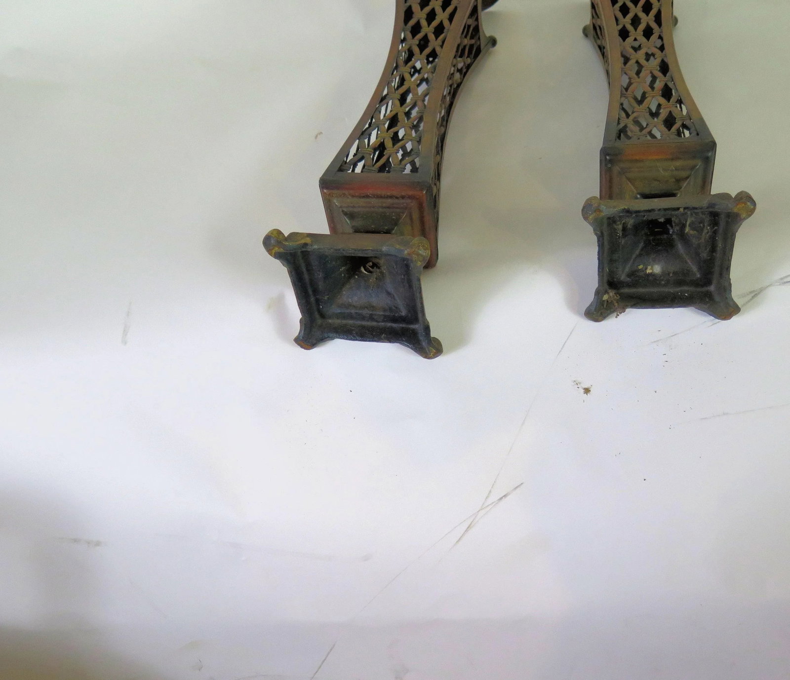 25" Mid Century Asian Style Metal Candle Holders/A Pair - 5