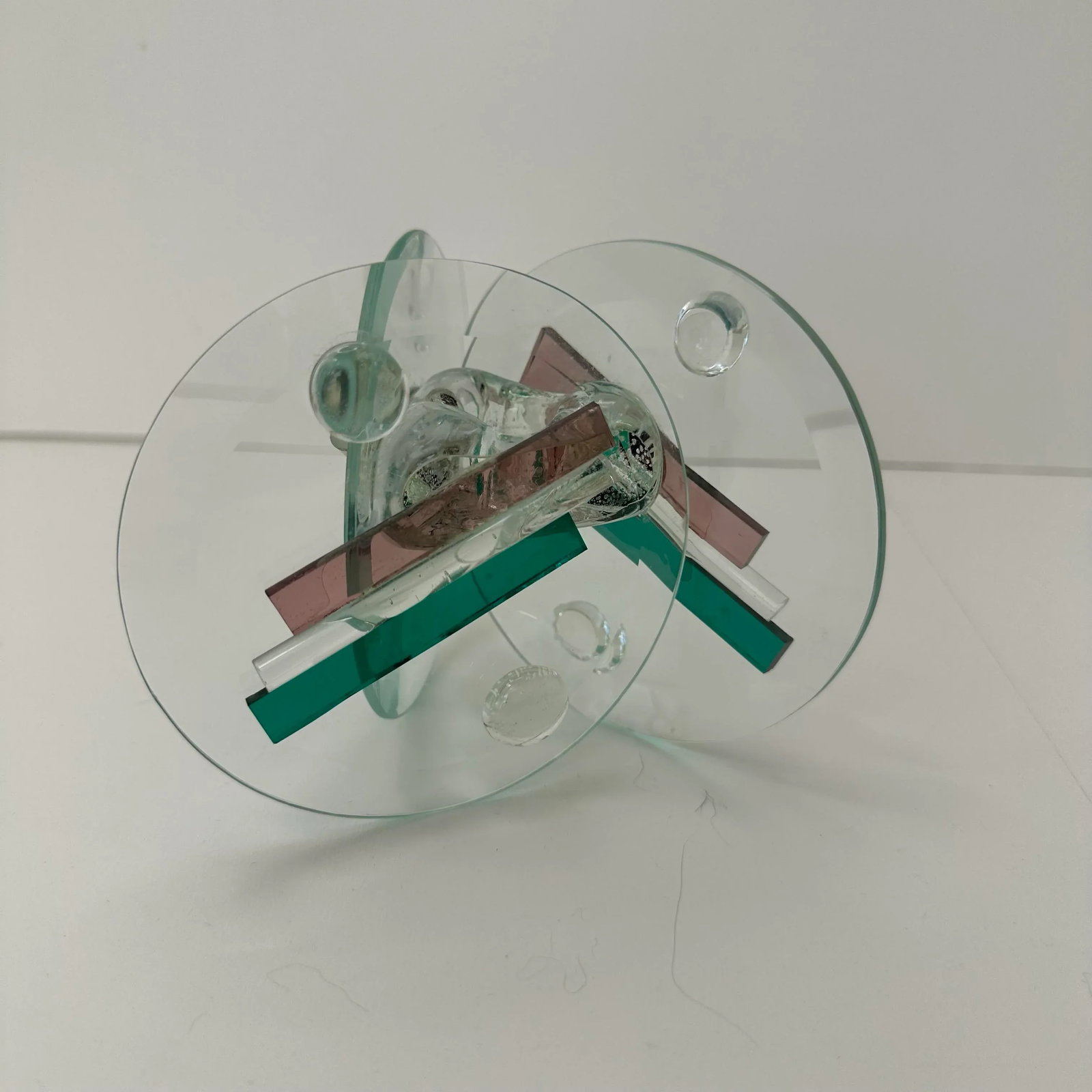 1990s Memphis Design Postmodern Glass Candle Holder - 4