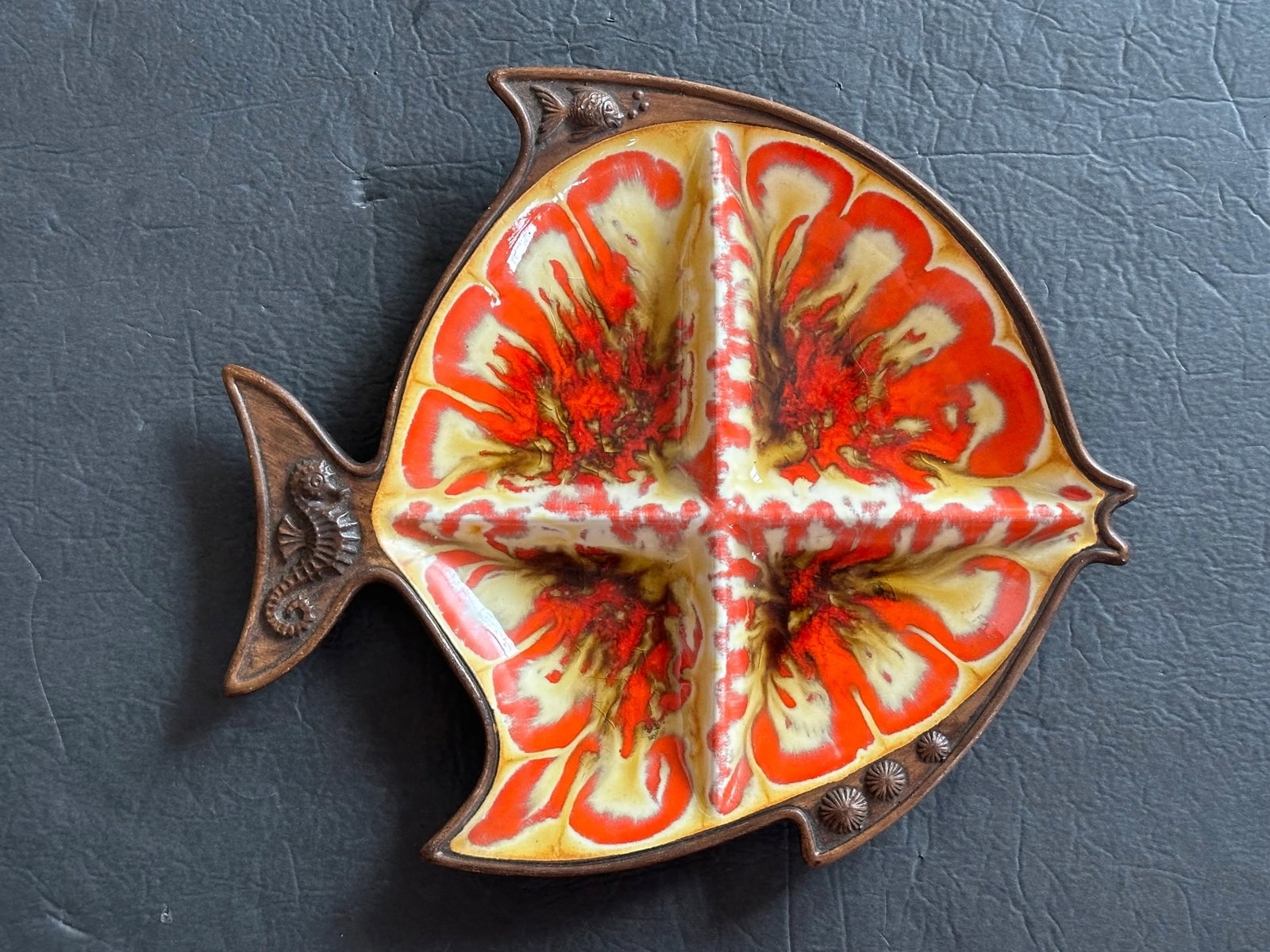 Mid Century California Pottery Decorative Fish Serving Dish - 12