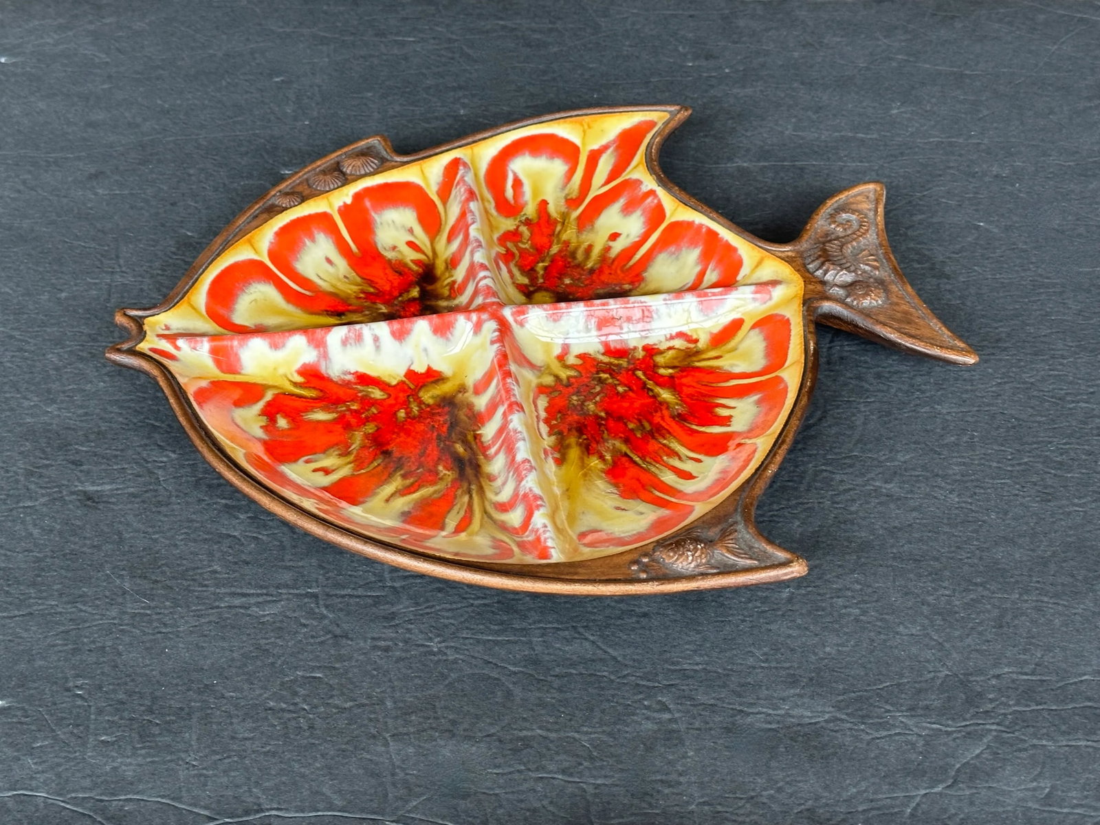 Mid Century California Pottery Decorative Fish Serving Dish - 8