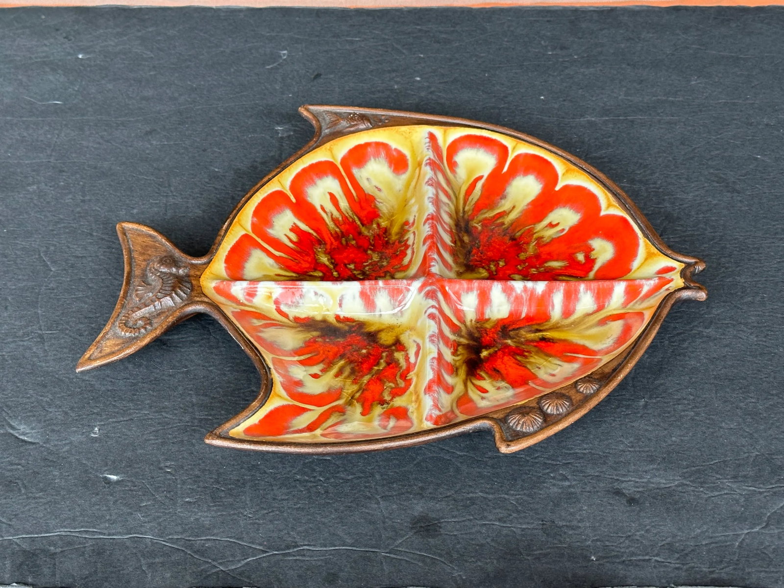 Mid Century California Pottery Decorative Fish Serving Dish - 9