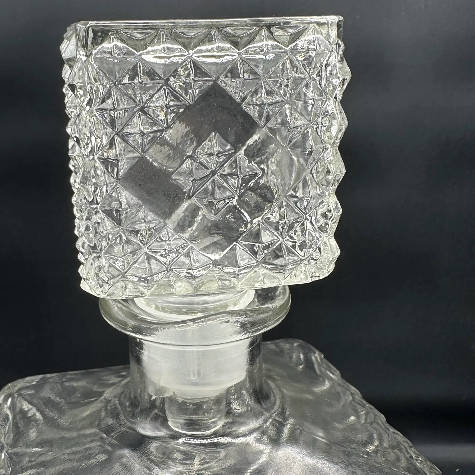 Vintage 1960s Diamond Accented Glass Decanters, Pair - 4