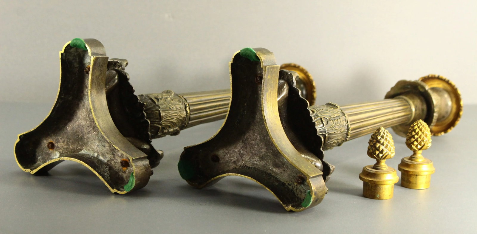 1820s-1830s French Empire Patinated & Gilt Bronze Candle Holders - a Pair - 11