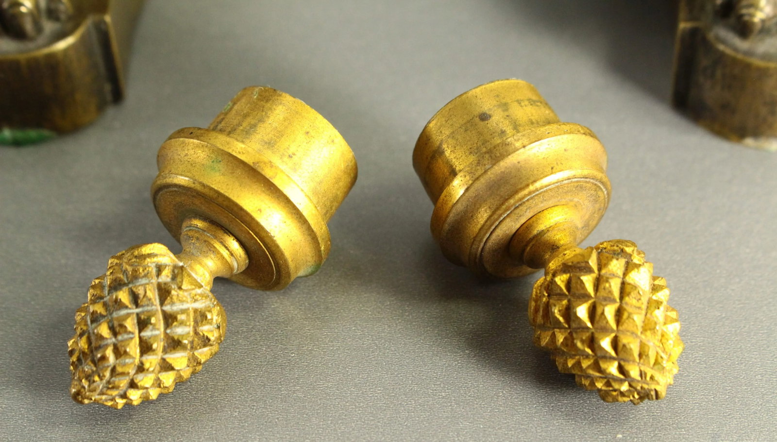 1820s-1830s French Empire Patinated & Gilt Bronze Candle Holders - a Pair - 12