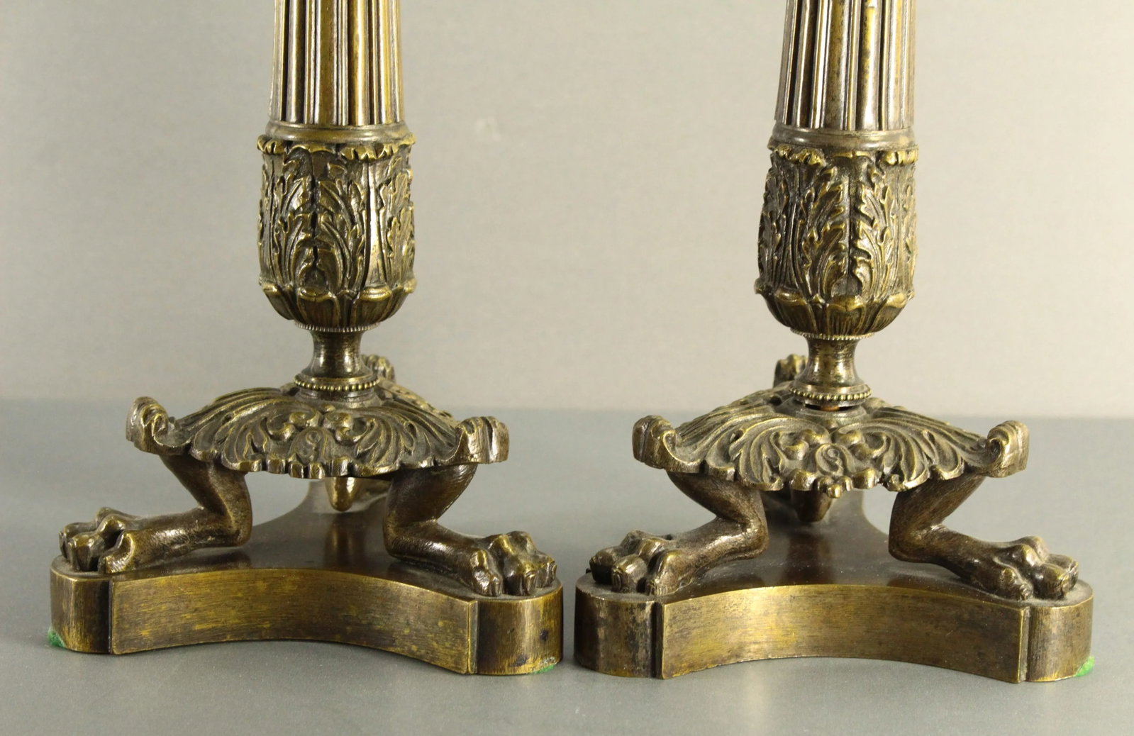 1820s-1830s French Empire Patinated & Gilt Bronze Candle Holders - a Pair - 5