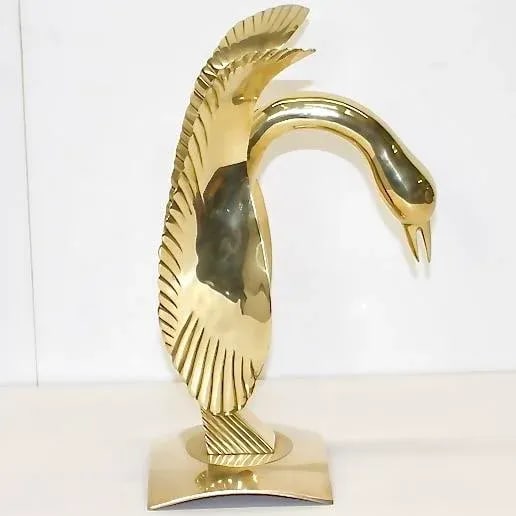 Large Dolbi Cashier Brass Swan - 3