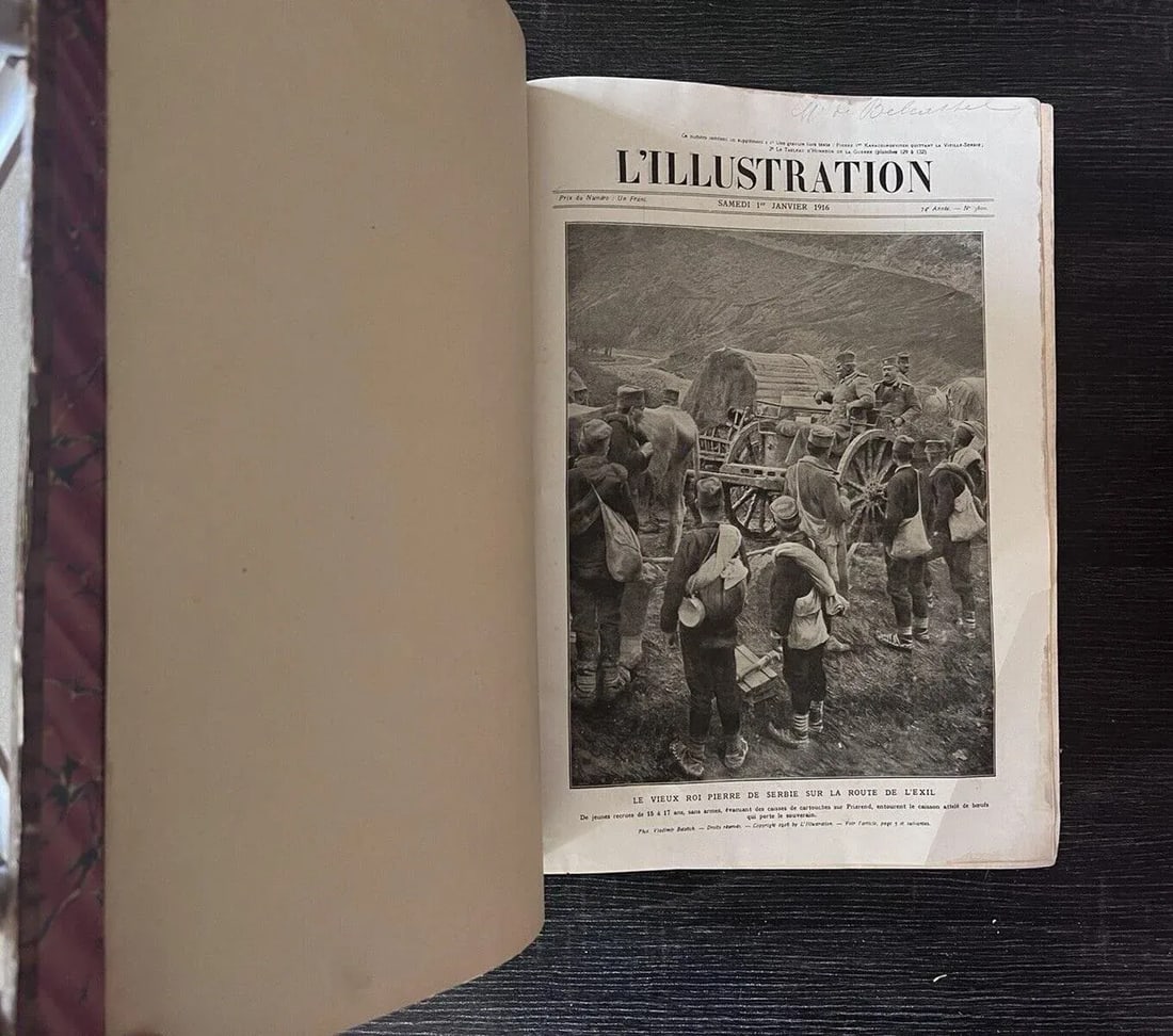 Antique French World War Books, L'illustration 1916 Volumes 1 & 2 - 6