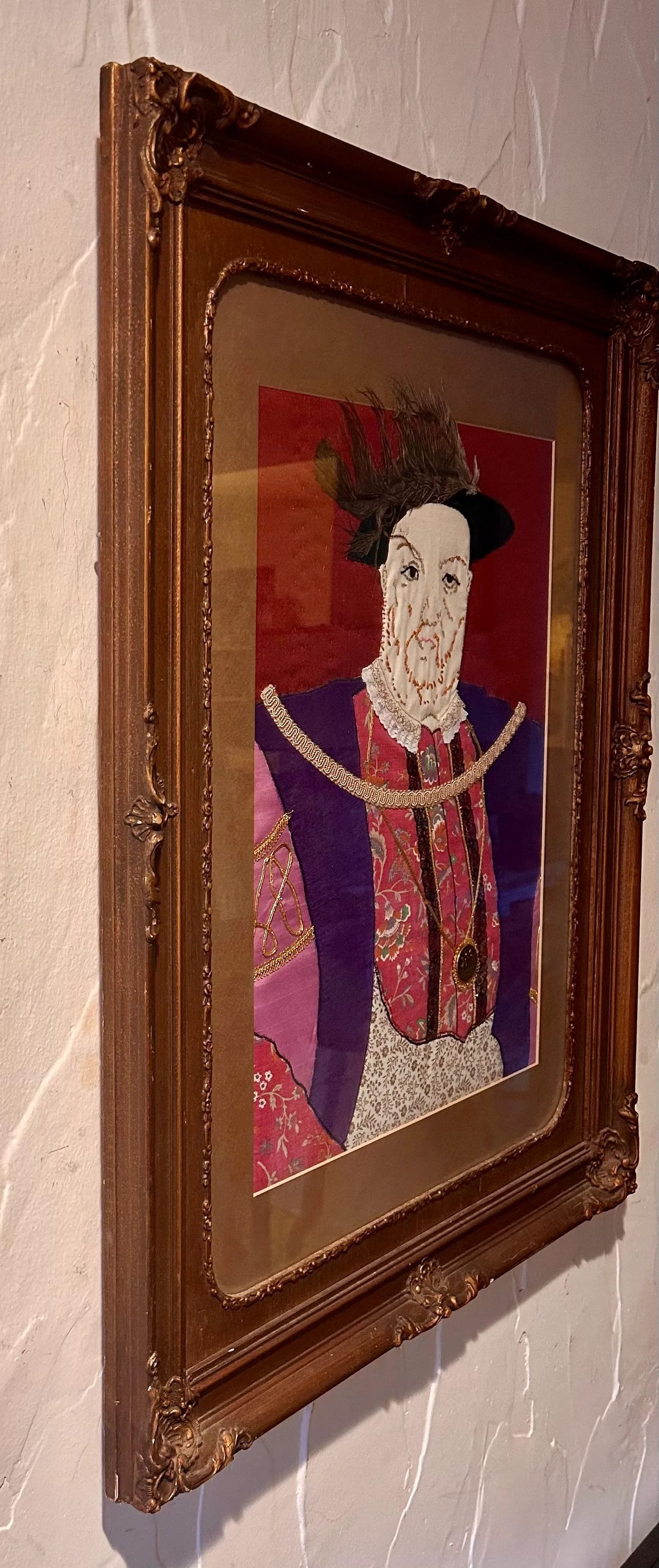 Vintage Folk Art Edwardian Gentleman Textile Portrait - 7