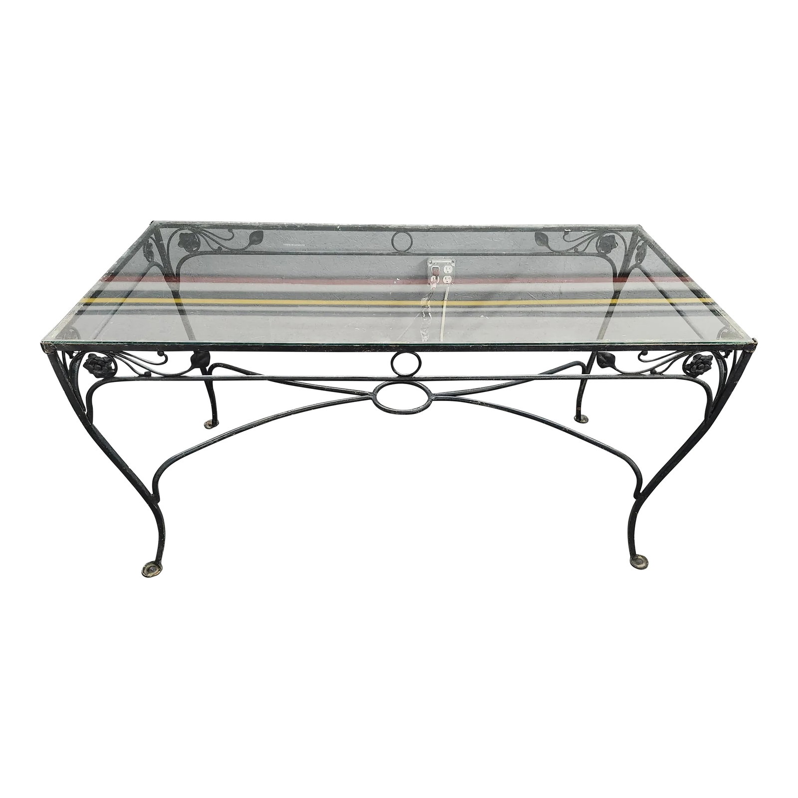 Vintage Wrought Iron Glass Top Salterini Dining Table, Attributed (1 of 8)