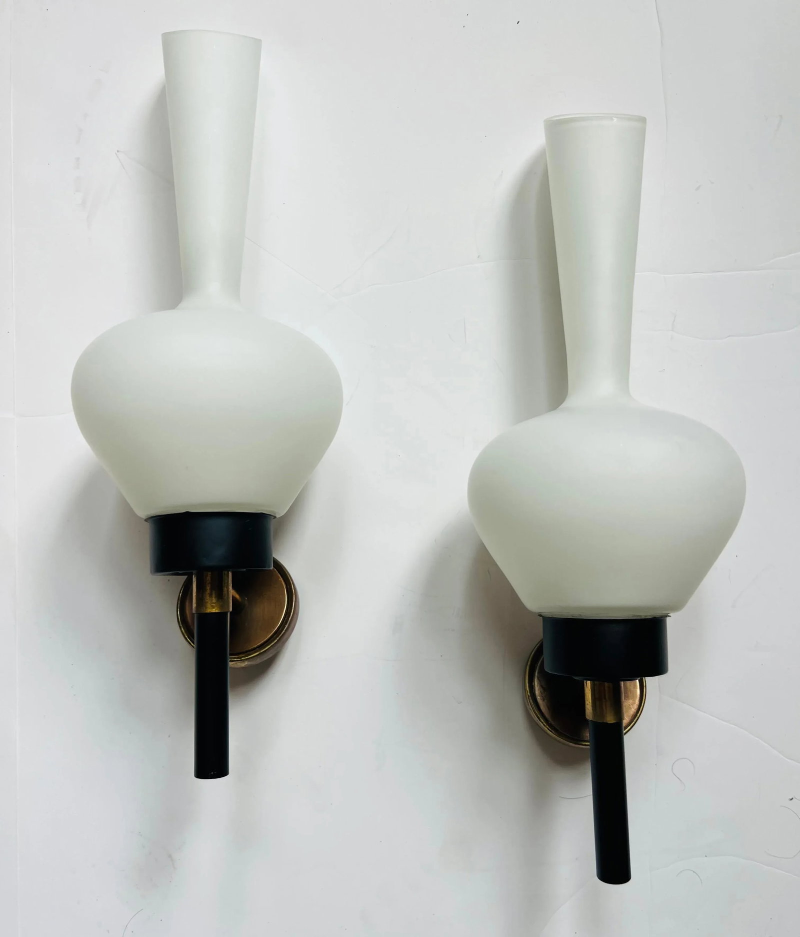 Large Grand French 1950s Mid Century Wall Lamps - A Pair - 10
