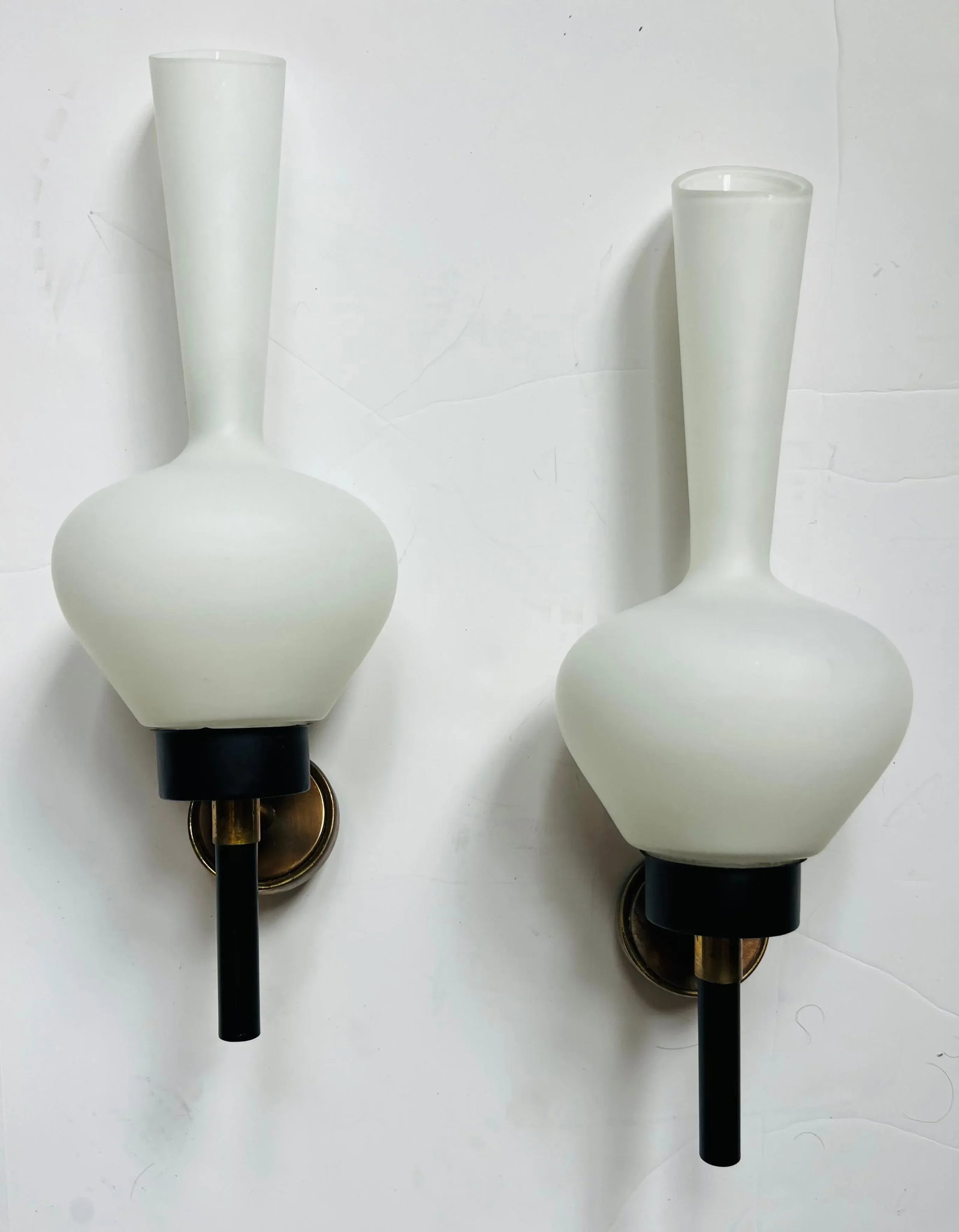 Large Grand French 1950s Mid Century Wall Lamps - A Pair - 12