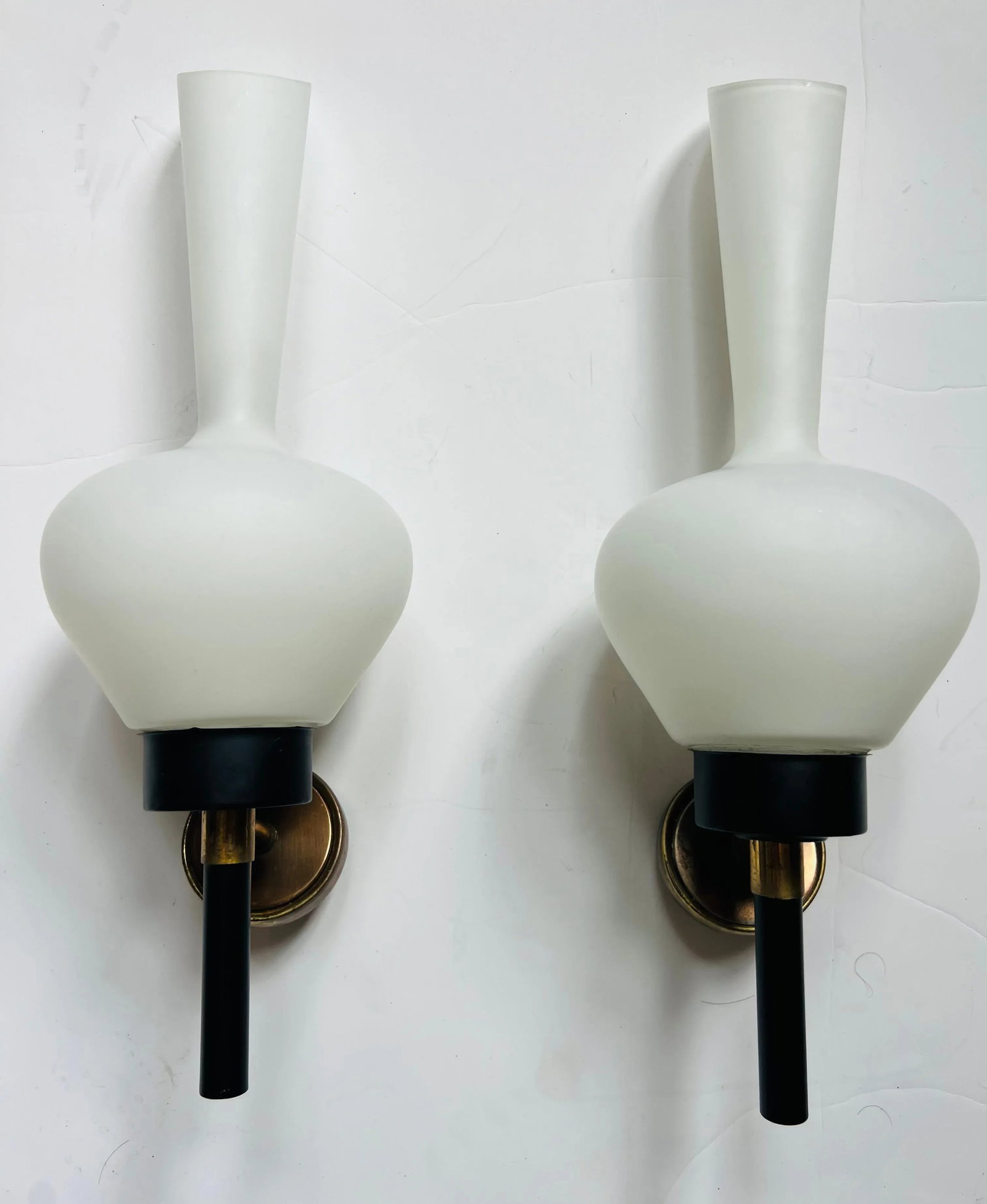 Large Grand French 1950s Mid Century Wall Lamps - A Pair - 3