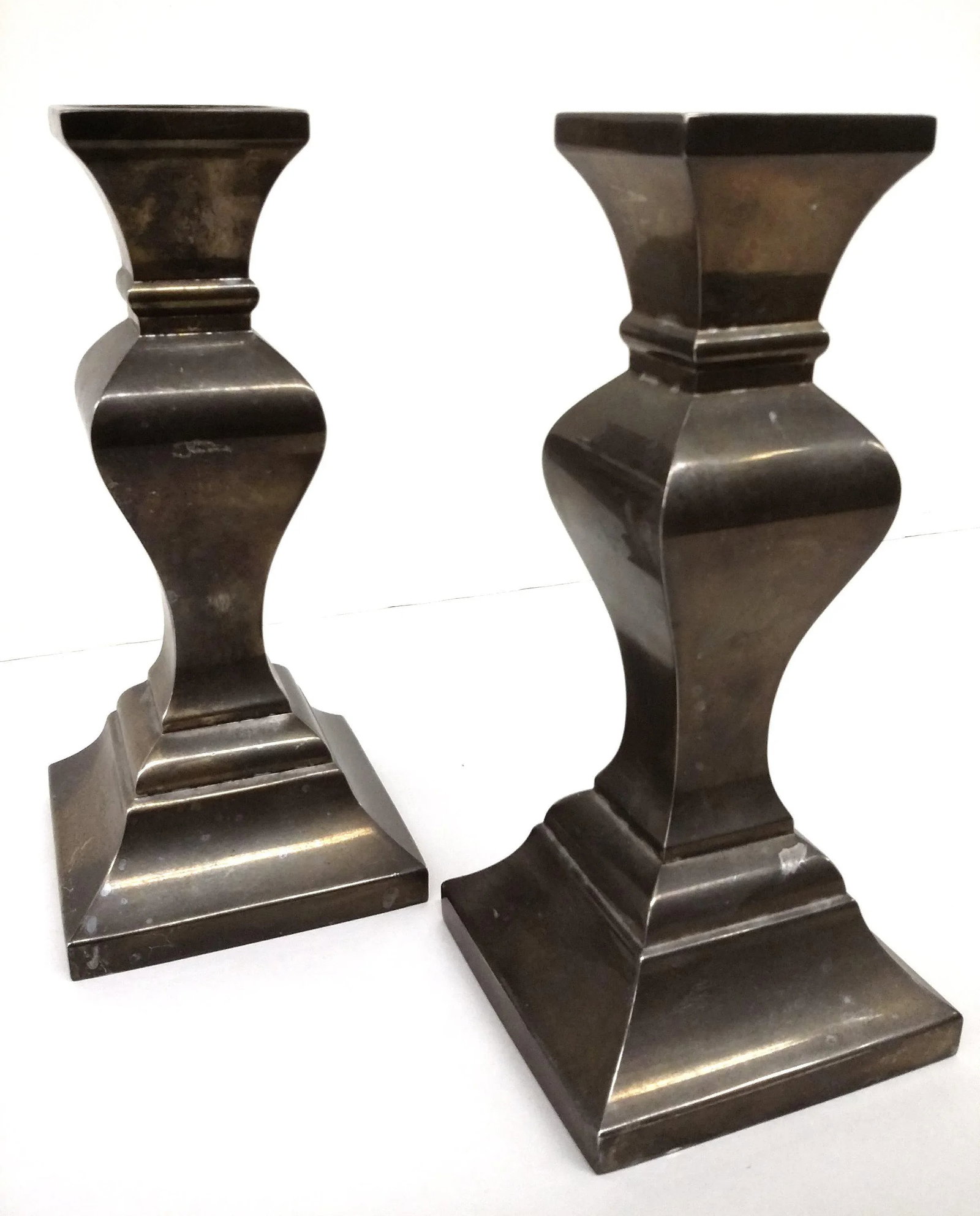 1940s Vintage Brass-Silver Candle Holders - a Pair - 2