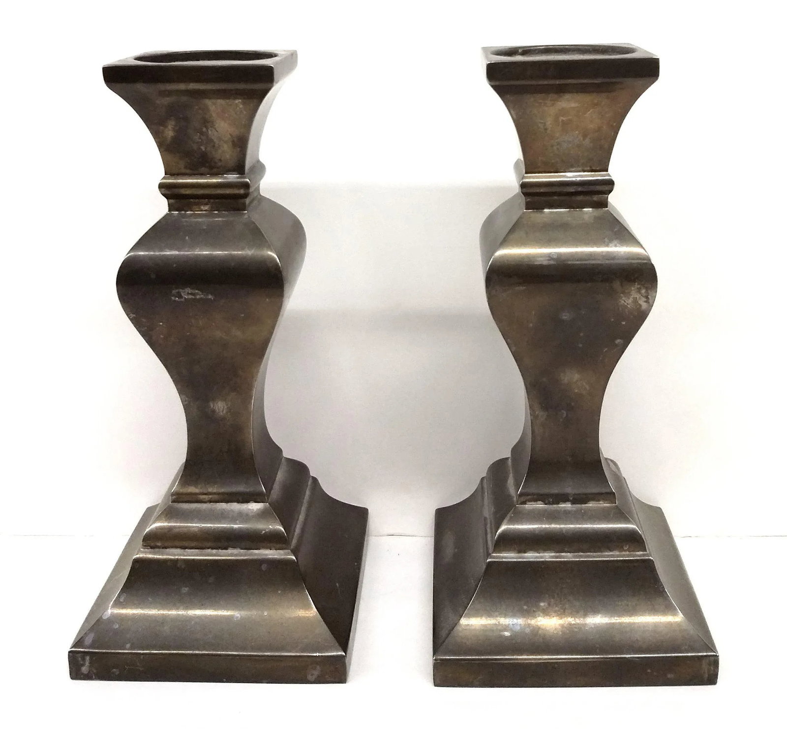 1940s Vintage Brass-Silver Candle Holders - a Pair - 4