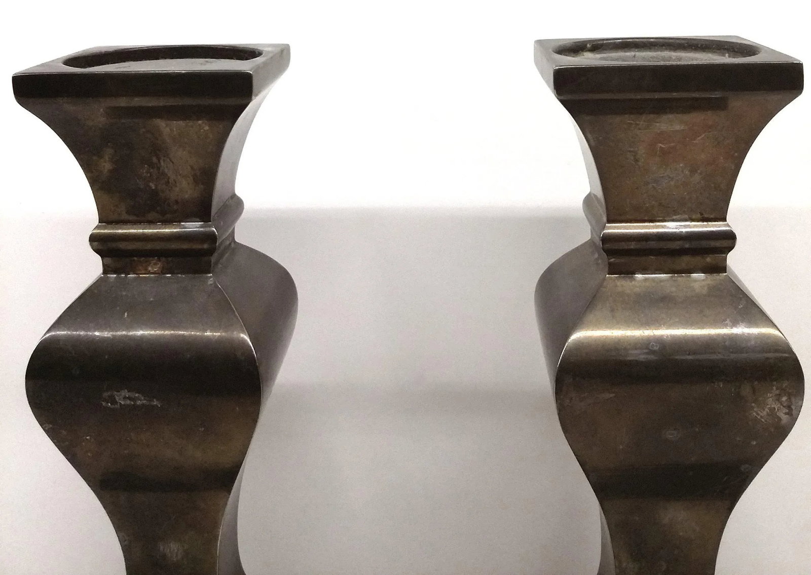 1940s Vintage Brass-Silver Candle Holders - a Pair - 5