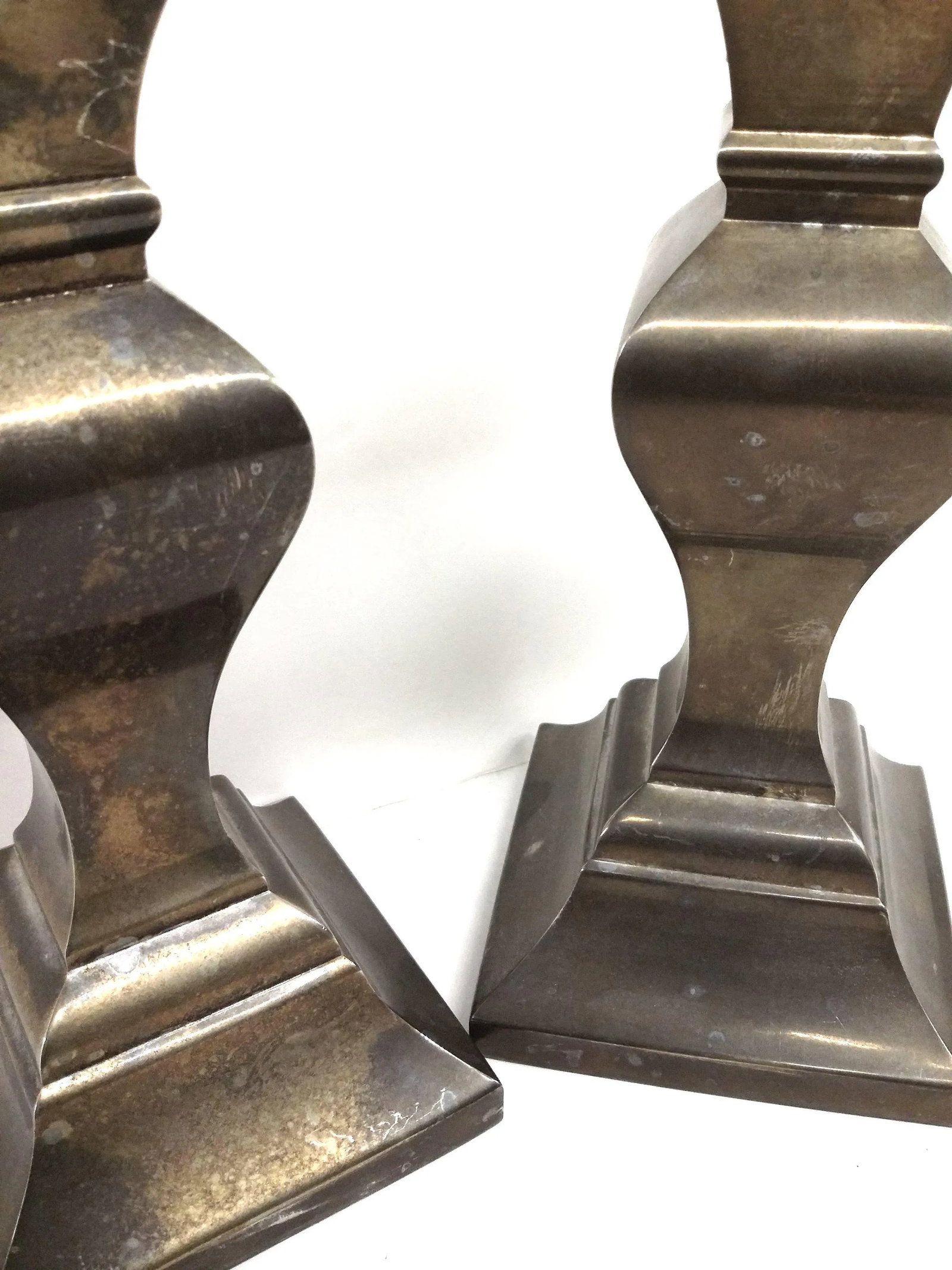 1940s Vintage Brass-Silver Candle Holders - a Pair - 6