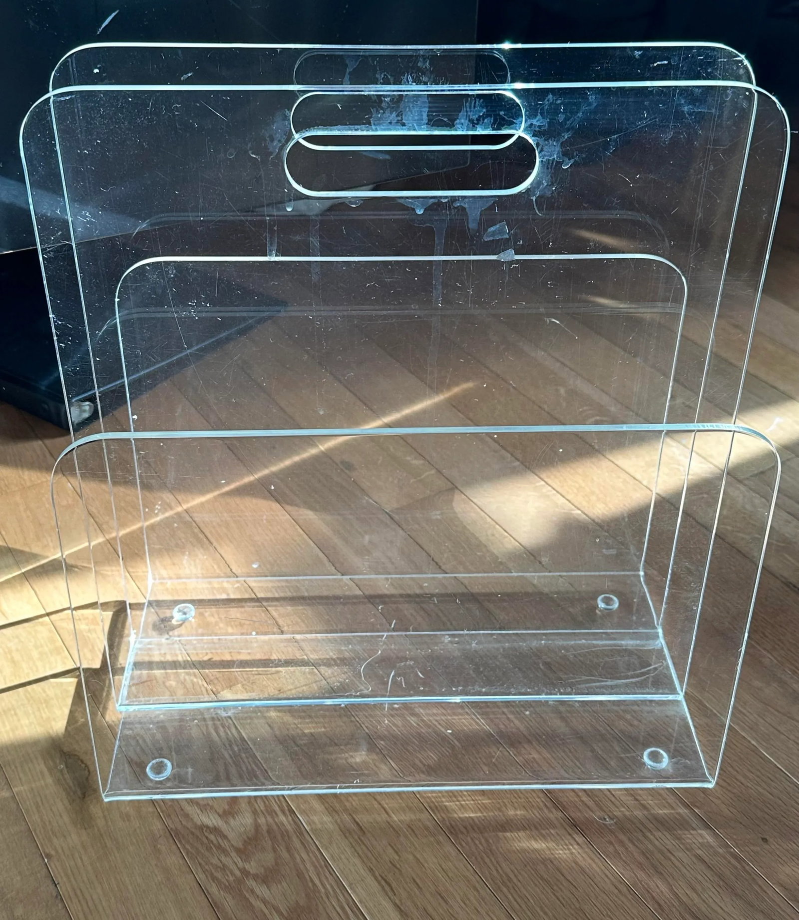 Vintage Mid Century Modern Lucite Magazine Rack - 3