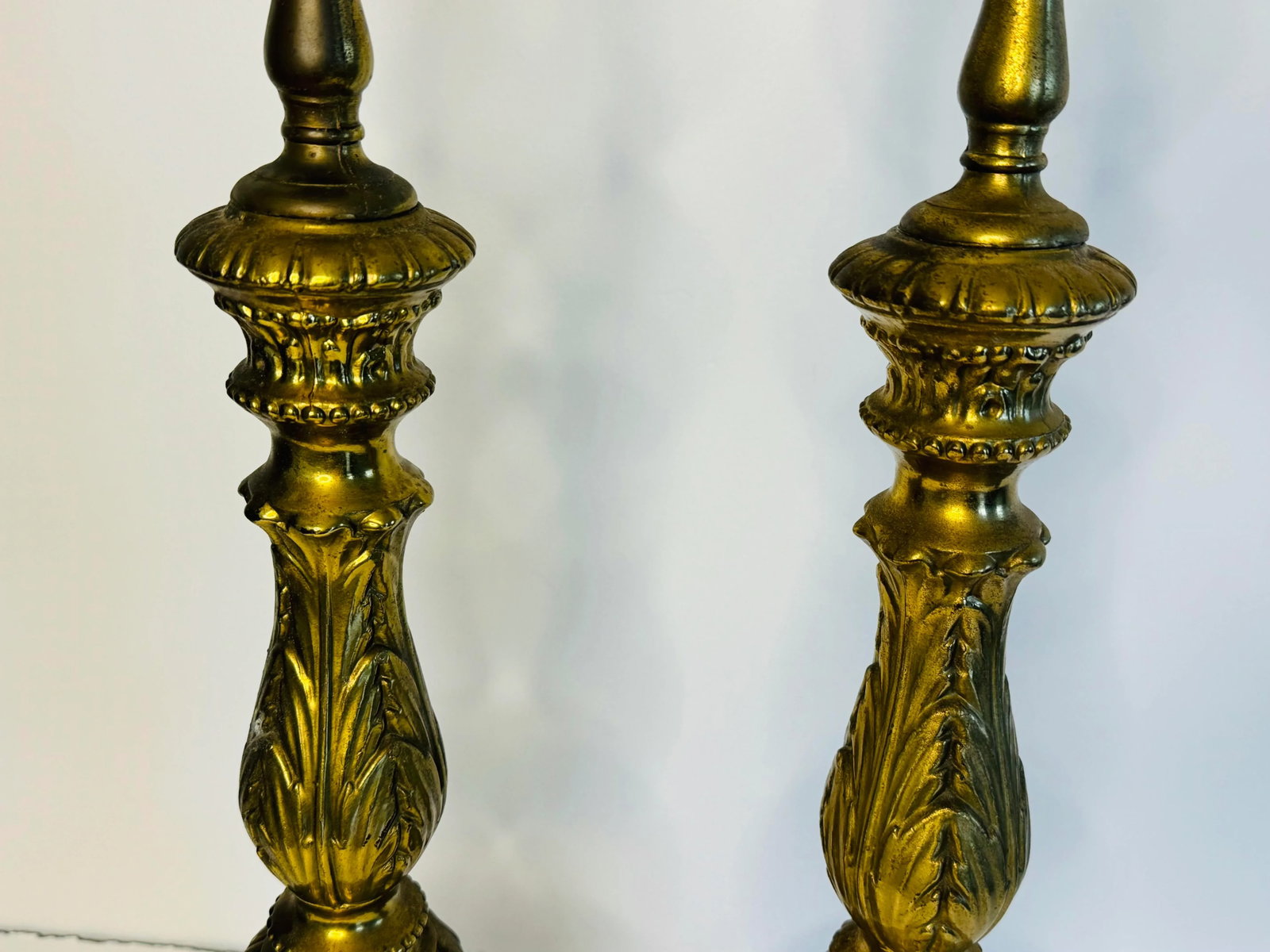 Vintage 1950s Solid Brass Claw Foot Table Lamps, a Pair - 4