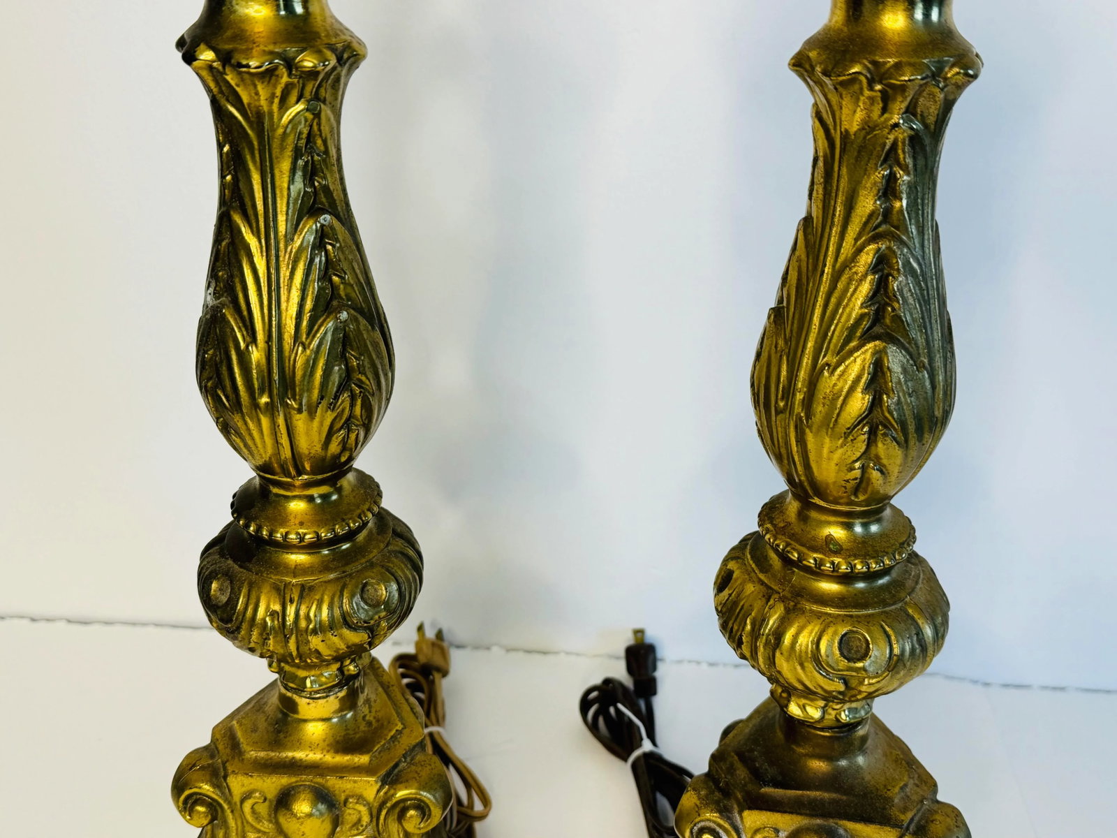 Vintage 1950s Solid Brass Claw Foot Table Lamps, a Pair - 5