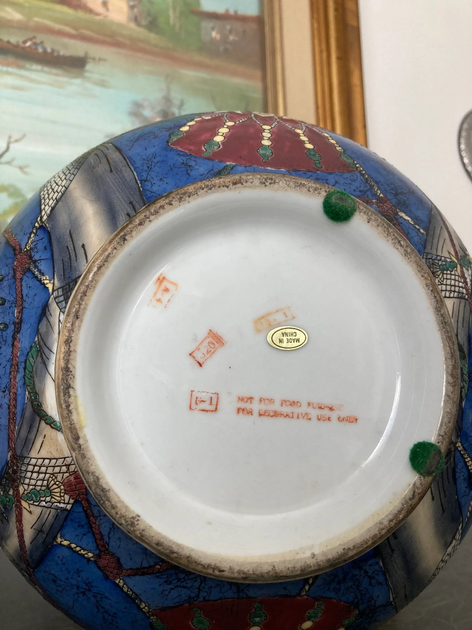 1950s Blue Ceramic Decorative Bowl - 11
