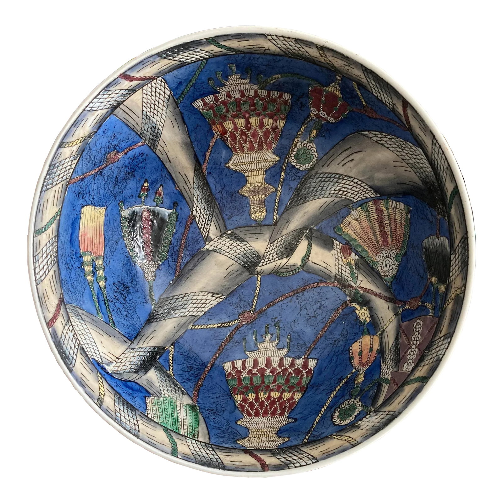 1950s Blue Ceramic Decorative Bowl - 3