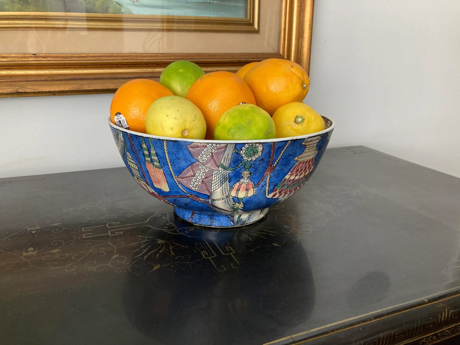 1950s Blue Ceramic Decorative Bowl - 4