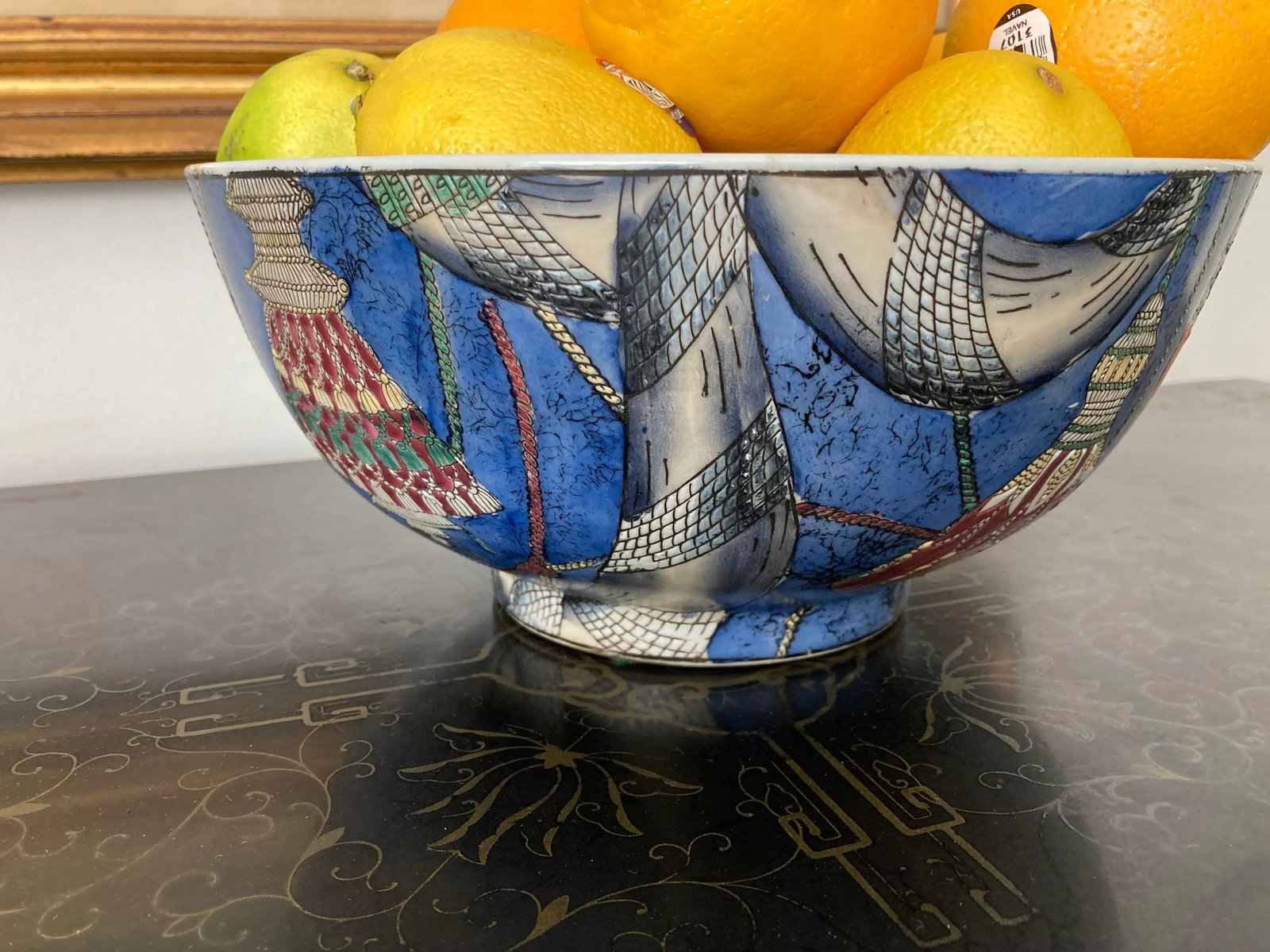 1950s Blue Ceramic Decorative Bowl - 9