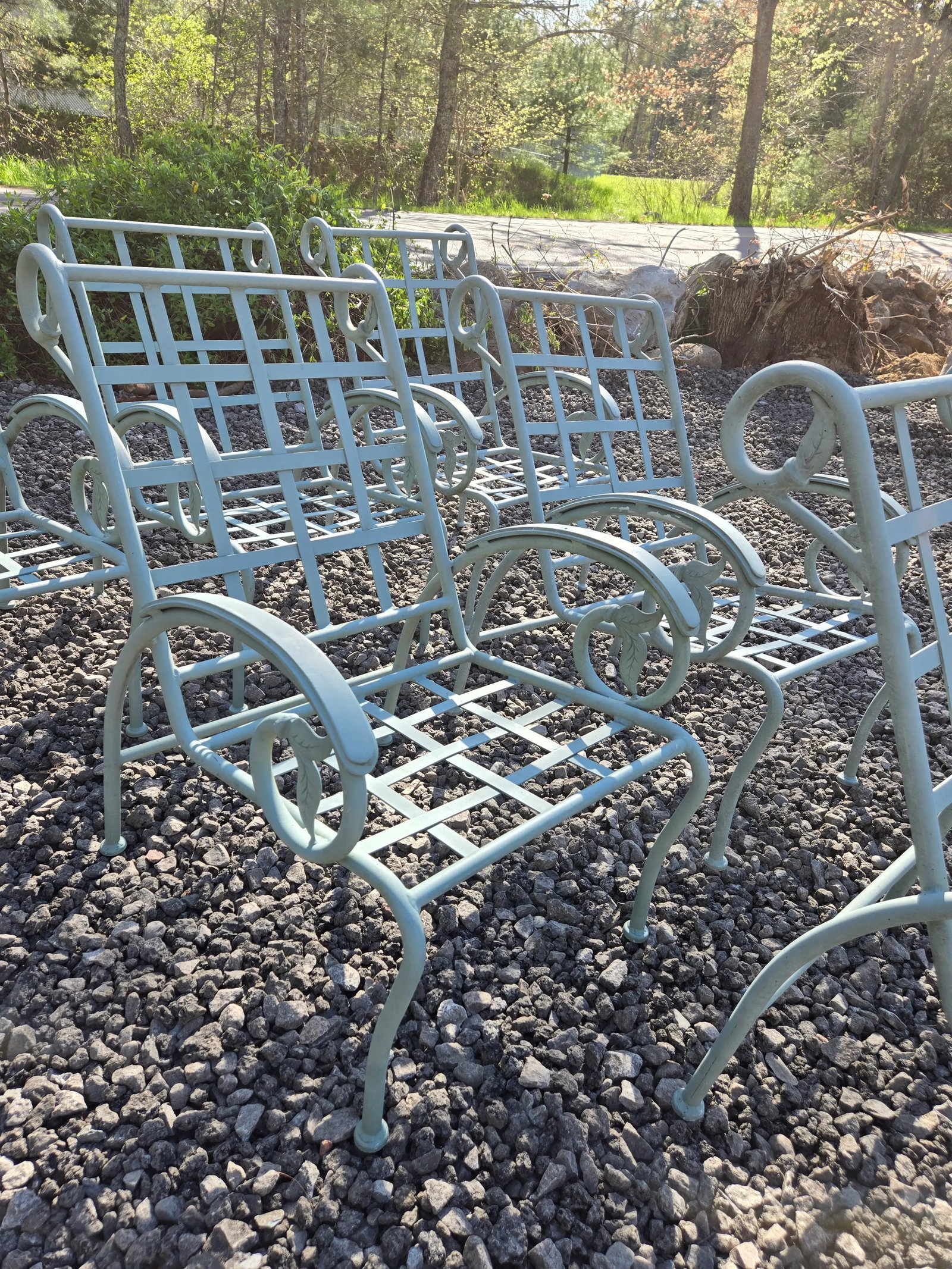 Mid 20th Century Maurizio Tempestini Style Wrought Iron Patio Chairs - Set of 6 - 6