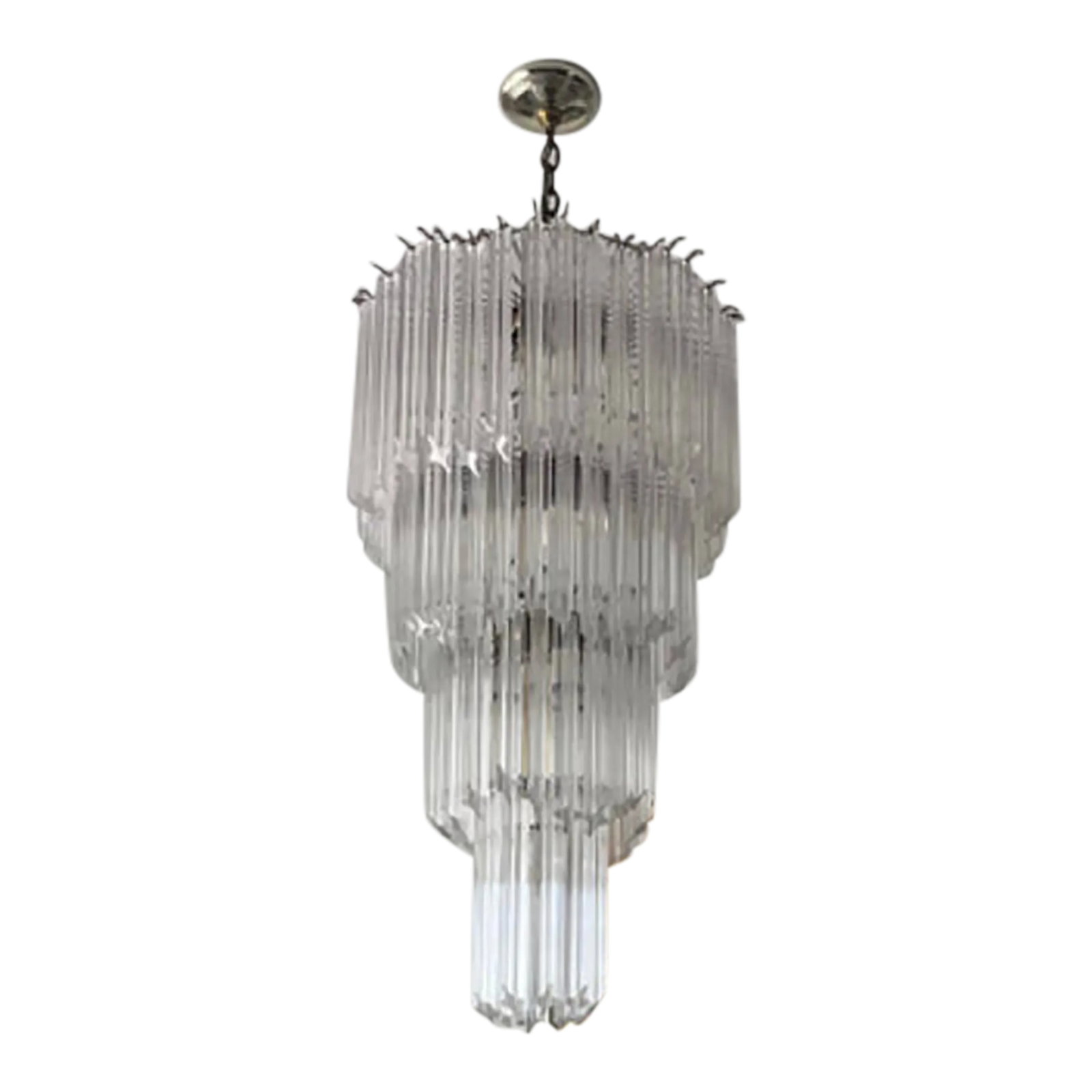 1950's Art Deco Lucite Chandelier: Fabulous condition 1950's lucite chandelier 4 tiers Condition: Alterations: Original Condition Unaltered Imperfections: Some Imperfections Condition Notes: 10/10 Origin: United States Materials
