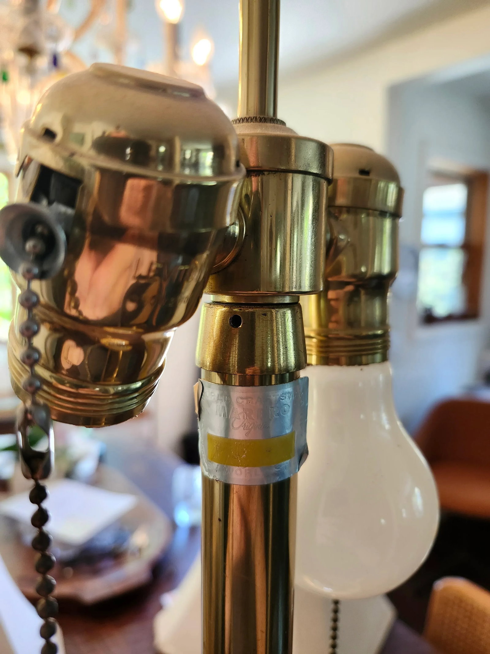 Vintage Hollywood Regency Style Marbro Table Lamp Brass and Mario Benito Crystal Base -A Pair - 6