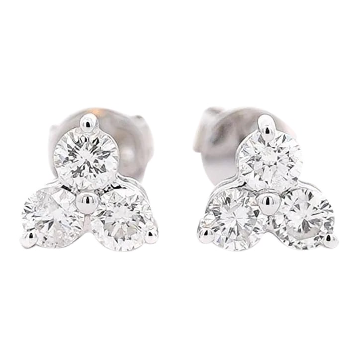 Natural 0.60 Cttw Diamond Three-Stone Cluster Stud Earrings - 2 Pieces (1 of 6)