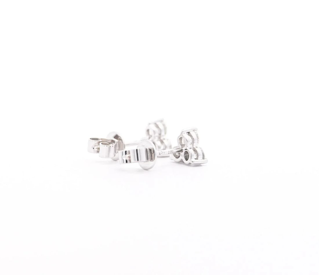 Natural 0.60 Cttw Diamond Three-Stone Cluster Stud Earrings - 2 Pieces - 5