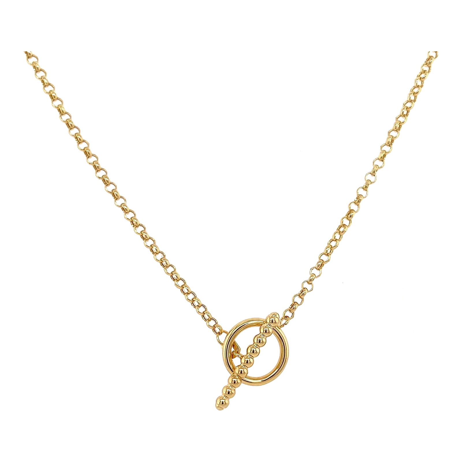 14k Gold Bar and Toggle Chain Necklace: This 14K Gold Bar and Toggle Chain Necklace is a unique and high-quality piece that is sure to make a statement. The toggle closure adds a touch of interest to the design, and makes the necklace easy