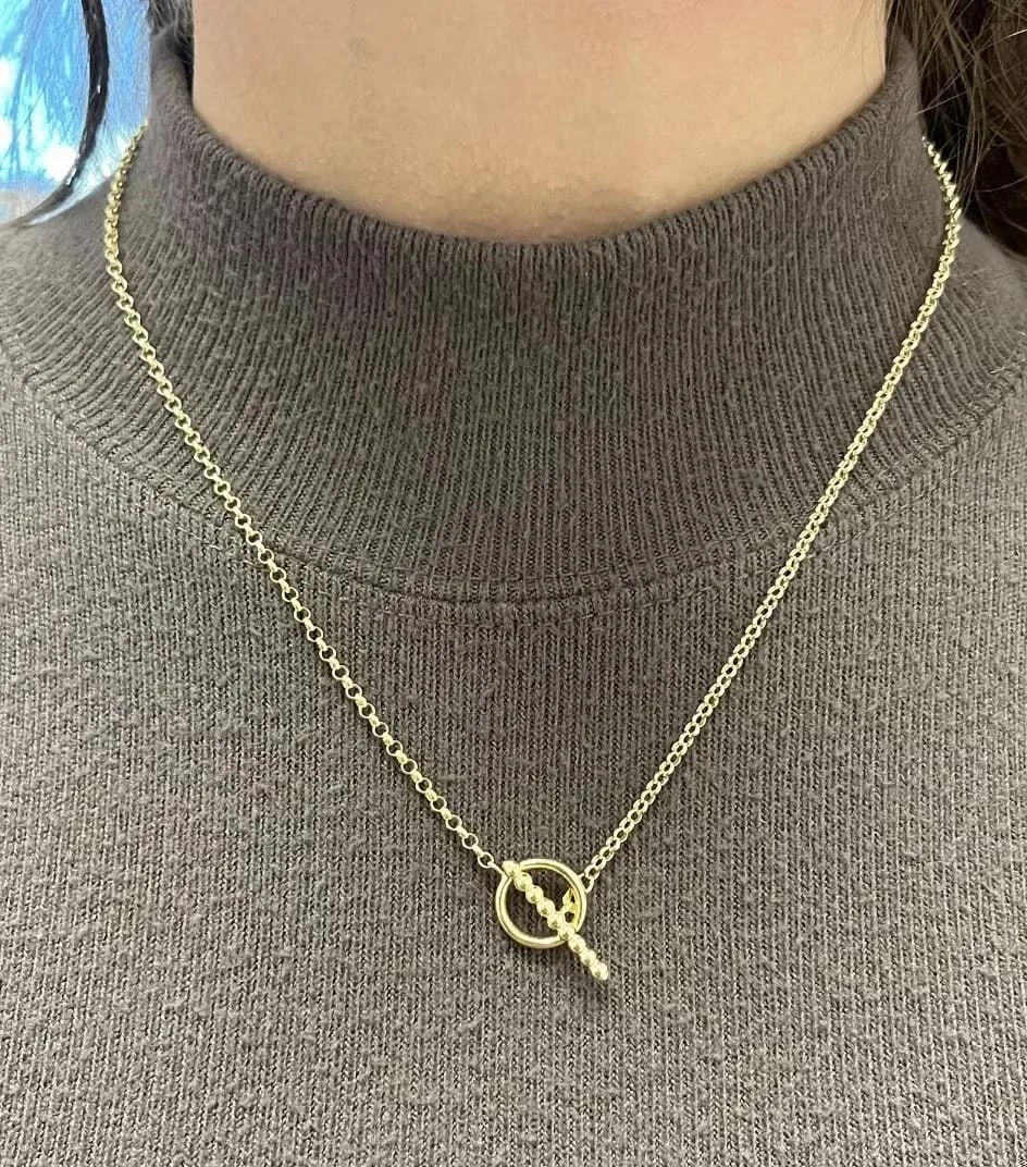 14k Gold Bar and Toggle Chain Necklace - 2