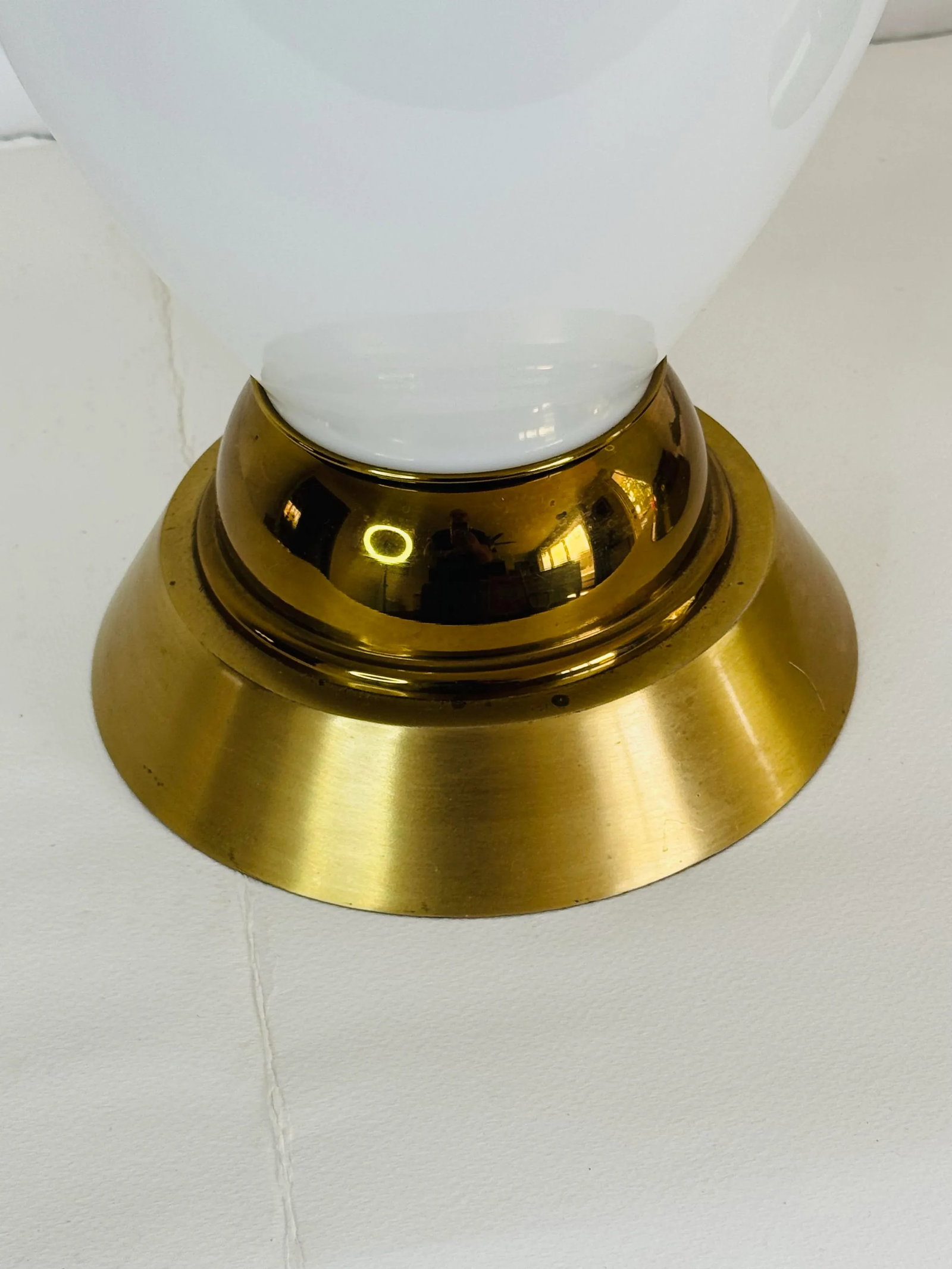 Vintage 1950s Tall White Glass Table Lamps, a Pair - 3