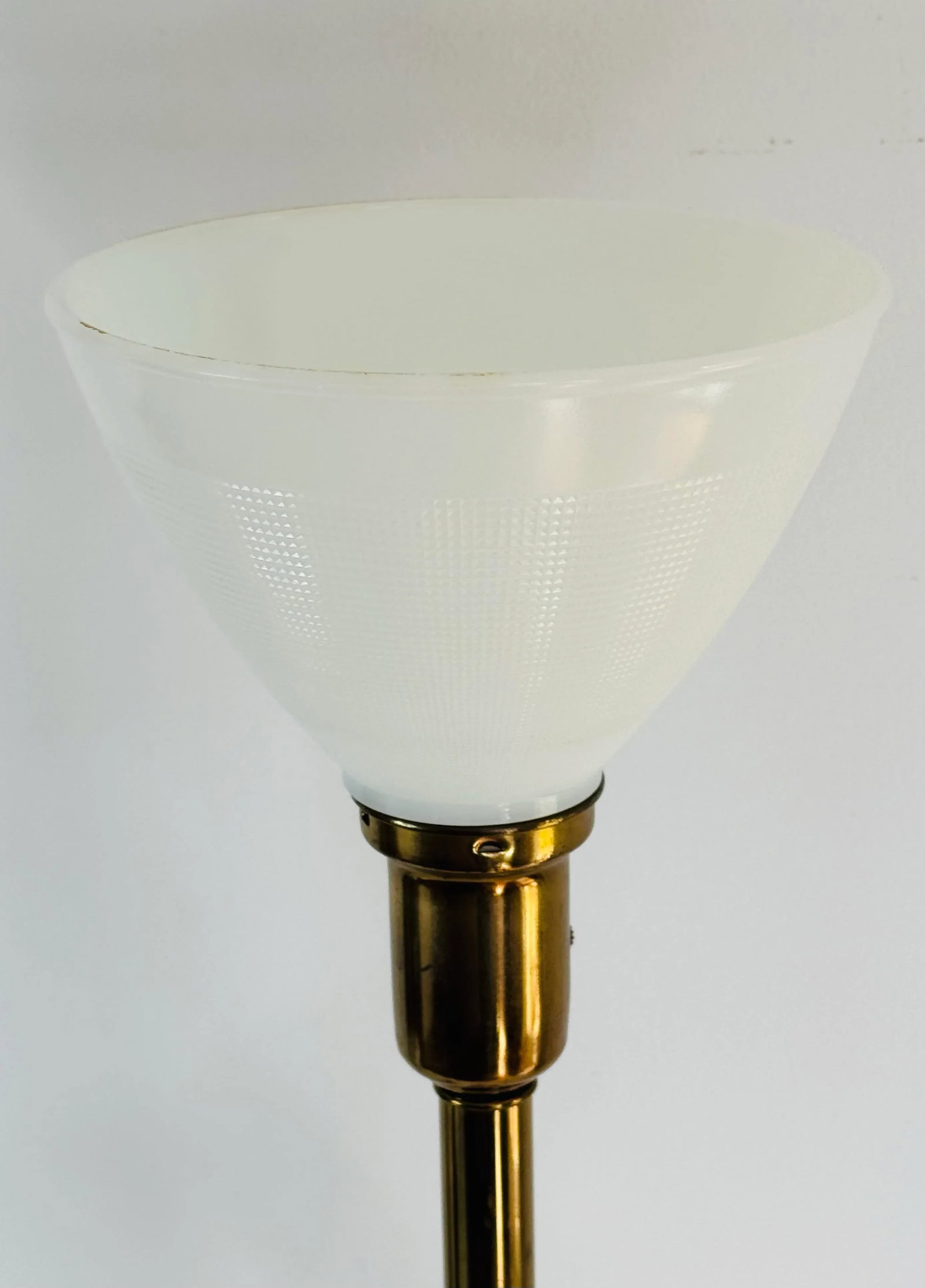 Vintage 1950s Tall White Glass Table Lamps, a Pair - 4
