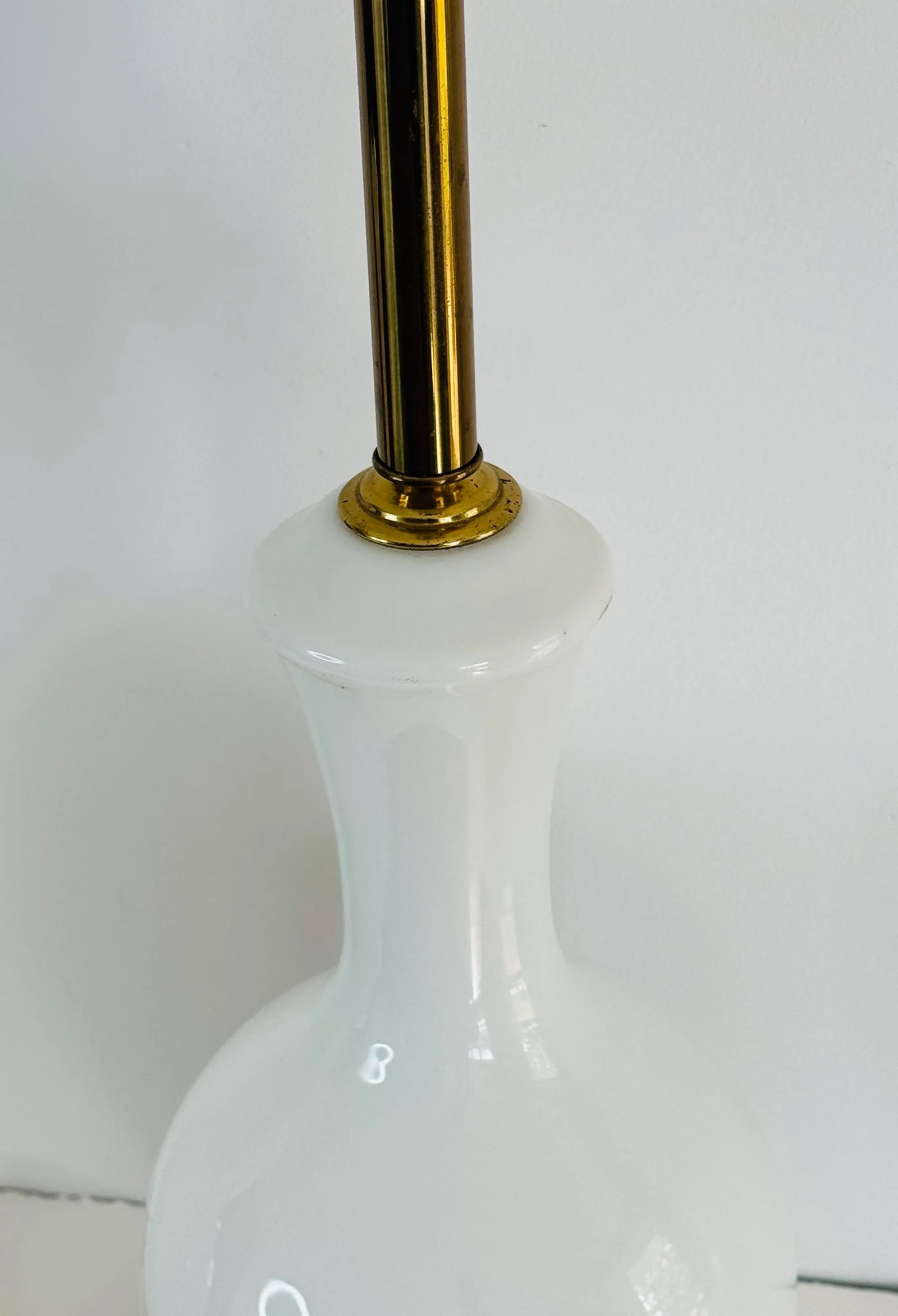 Vintage 1950s Tall White Glass Table Lamps, a Pair - 5